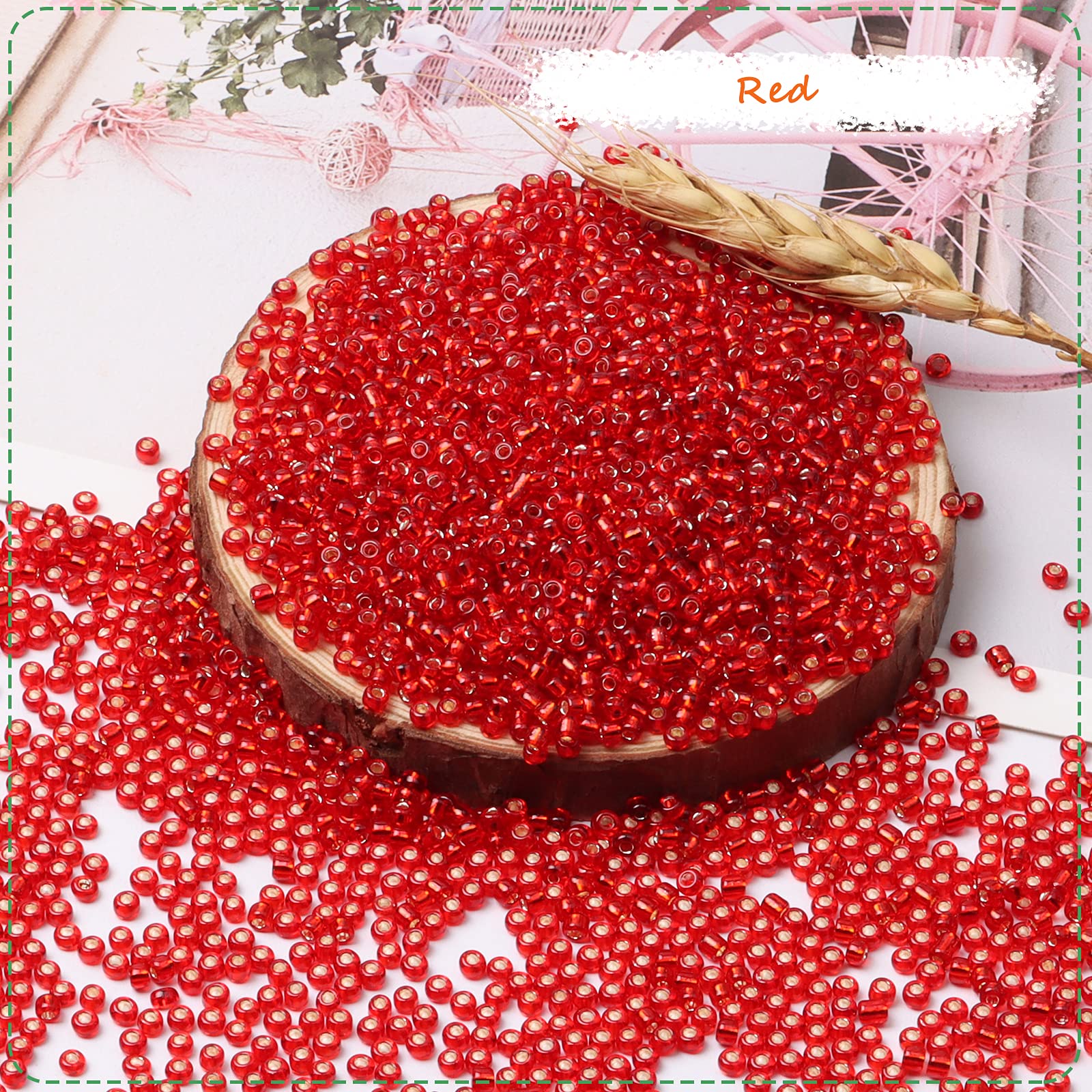 10,000pcs 2mm Glass Seed Beads Bulk - 12/0 Small Pony Beads for DIY Jewelry Making, Bracelets, Necklaces | Red Waist Beads & Spacer Beads with Tweezers | Perfect for Craft Projects, Beadwork, and Fashion Accessories