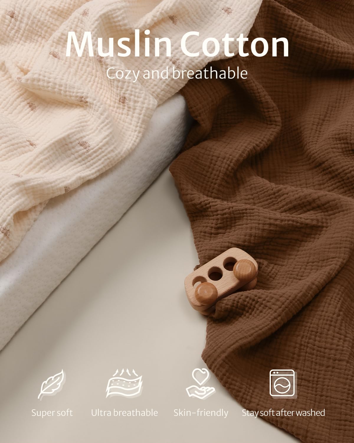 Blissful Diary Muslin Crib Sheets - 2 Pack Soft Cotton Baby Crib Fitted Sheets 52