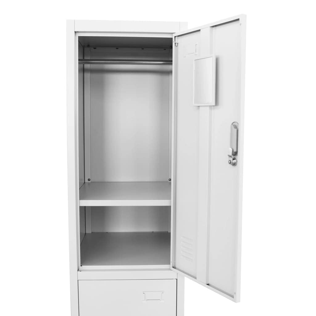 2-Compartment Metal Locker Cabinet with Mirror & Name Card Holder - 15