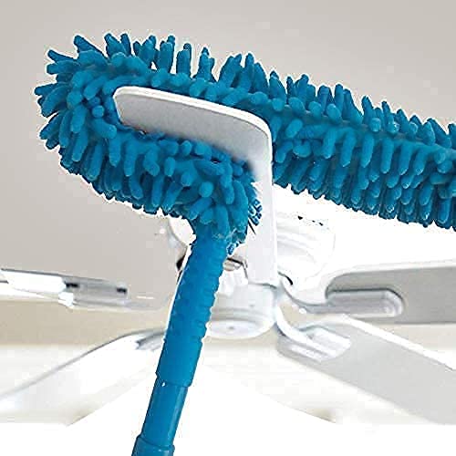 Flexible Stainless Steel Fan Mop Cleaner - Multi-Surface Floor Duster for Hardwood, Tile & Carpet - Perfect for Home, Kitchen, Car & Office Cleaning with Extendable Handle (Ideal for Dusting, Mopping & AC Vent Cleaning)