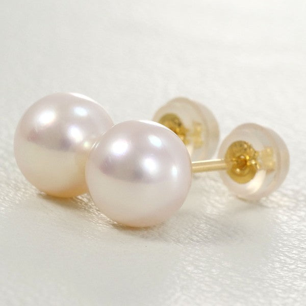 18K Yellow Gold Pearl Earrings for Women - Classic Elegant Stud Earrings with Real Pearls - Perfect for Weddings, Parties & Special Occasions