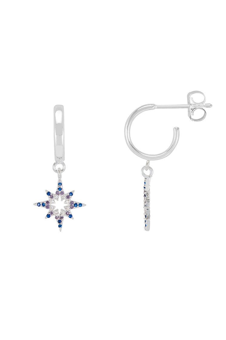 North Star Hoop Earrings for Women - Sterling Silver Celestial Jewelry - Perfect for Everyday Wear, Date Nights & Boho Fashion