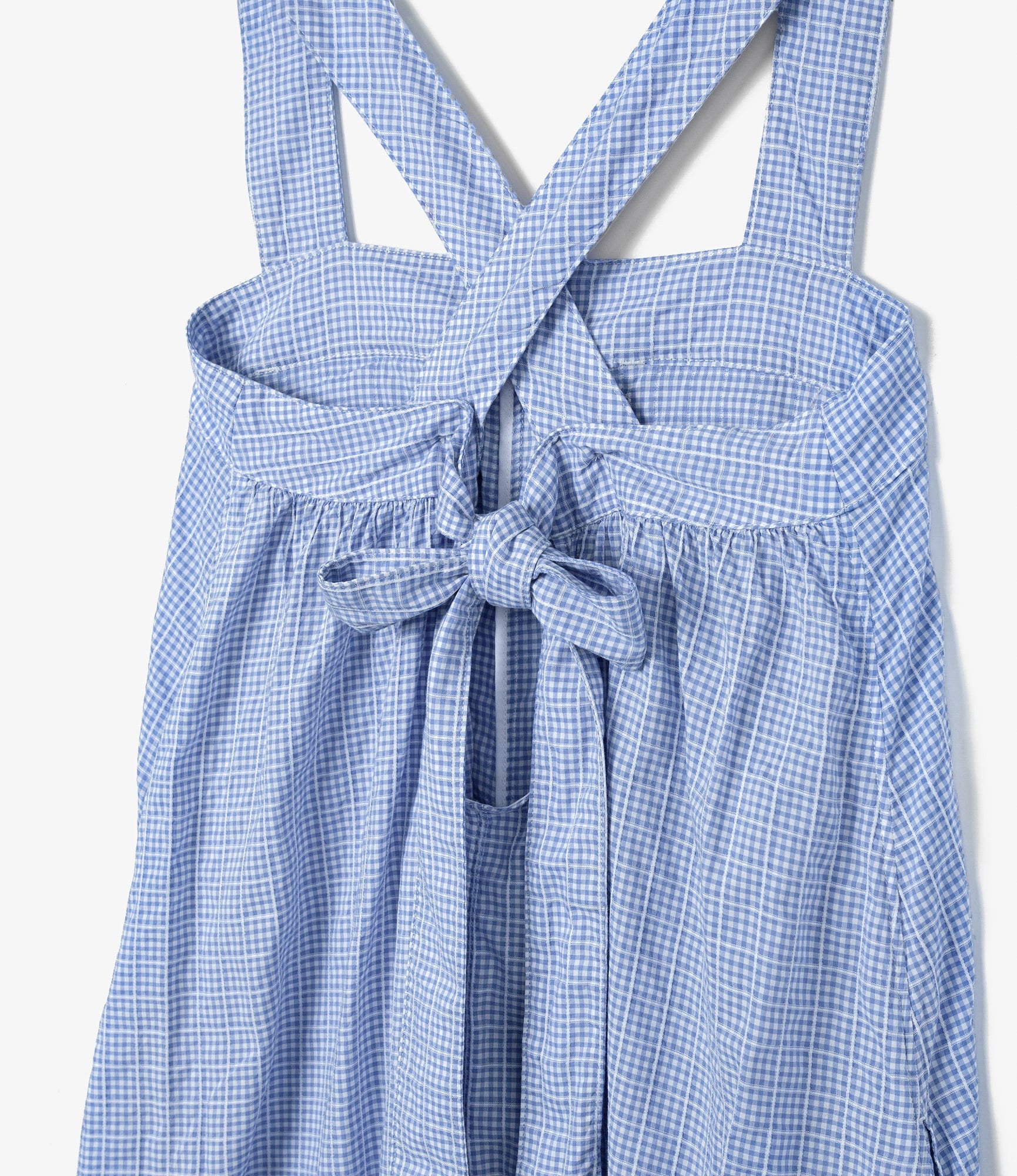 Light Blue Windowpane Gingham Cinch Dress for Women - Casual Summer Dress for Picnics, Dates & Office Wear
