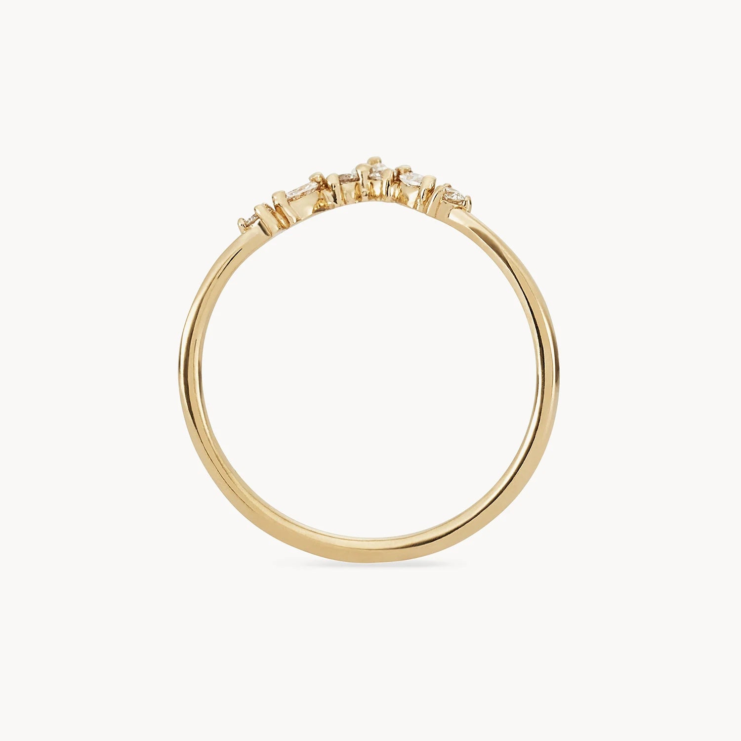 14K Yellow Gold Moonbow Ring with White Diamonds - Elegant Jewelry for Women, Perfect for Weddings, Anniversaries & Special Occasions