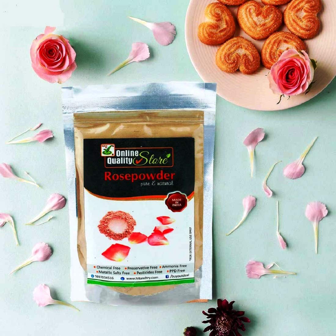 Organic Rose Petal Powder for Face Mask & Skincare - 900Gm (32oz) - Natural Glow Booster for DIY Facials, Brightening Treatments & Spa Days