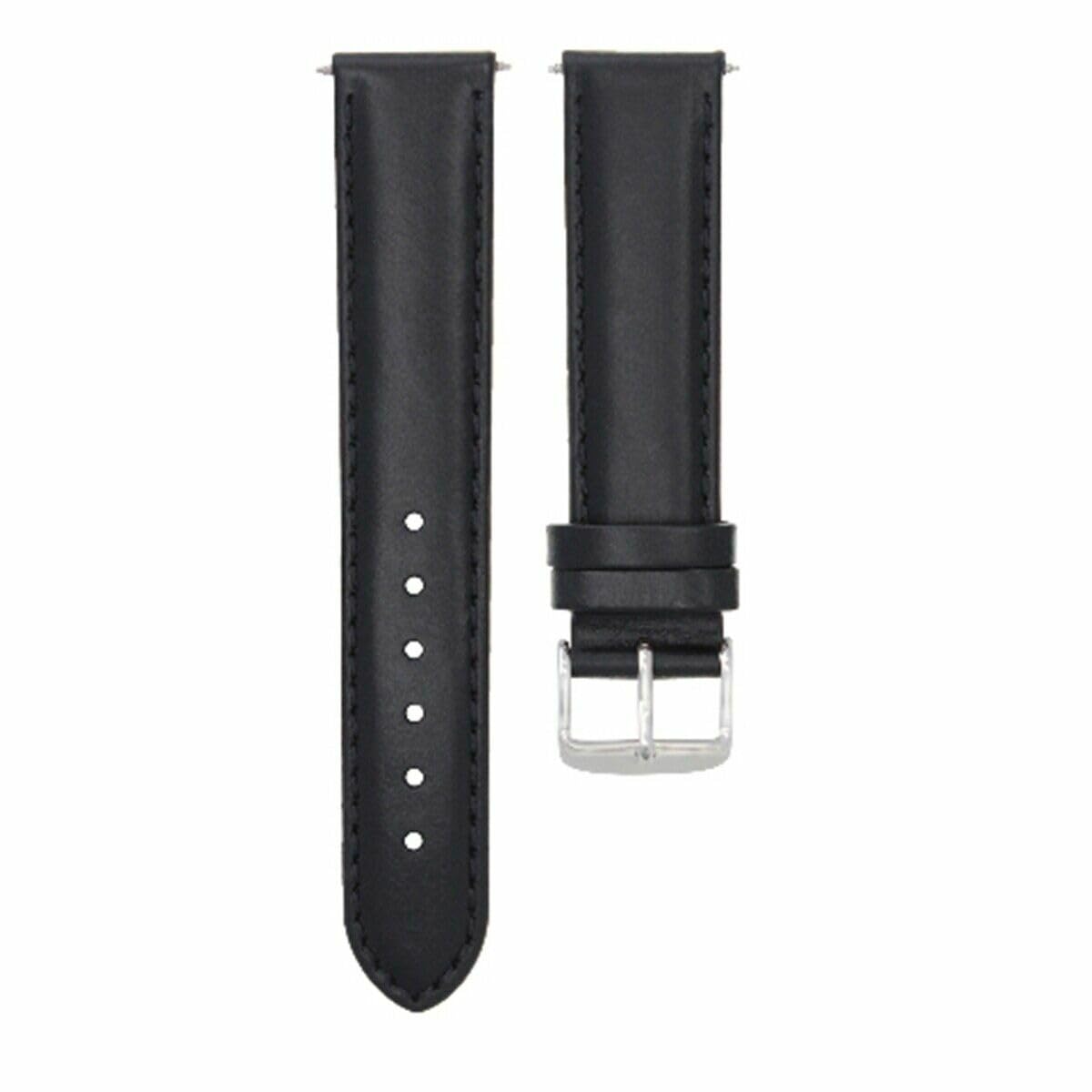 24mm Genuine Leather Watch Band Strap - Smooth Black Waterproof Replacement for Bulova UHF Sea King - Perfect for Diving, Swimming & Everyday Wear