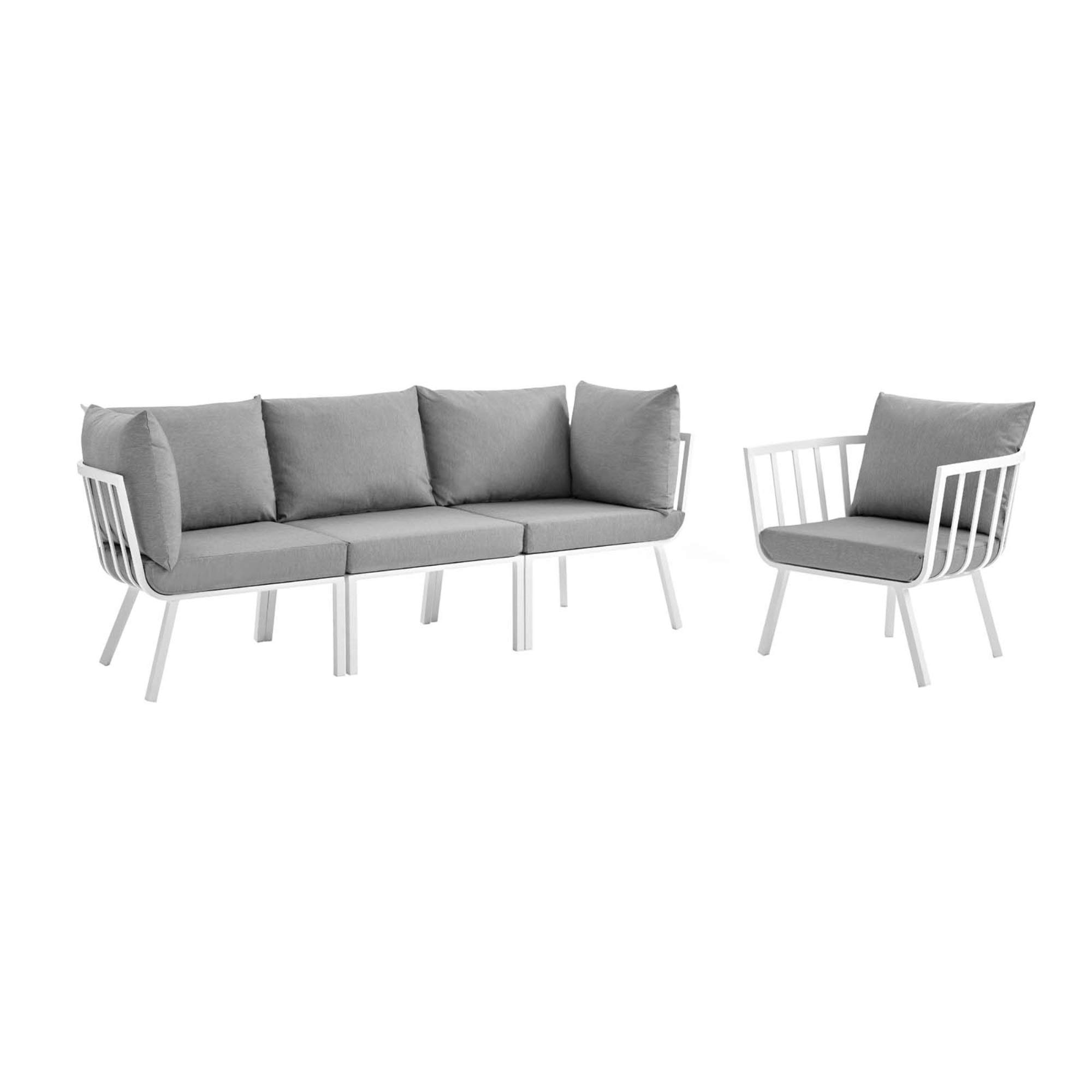 Ergode Riverside 5-Piece Outdoor Patio Aluminum Sofa Set with UV-Resistant Cushions - Weather-Resistant Durable Frame - Modern Patio Furniture for Backyard, Poolside & Garden Relaxation