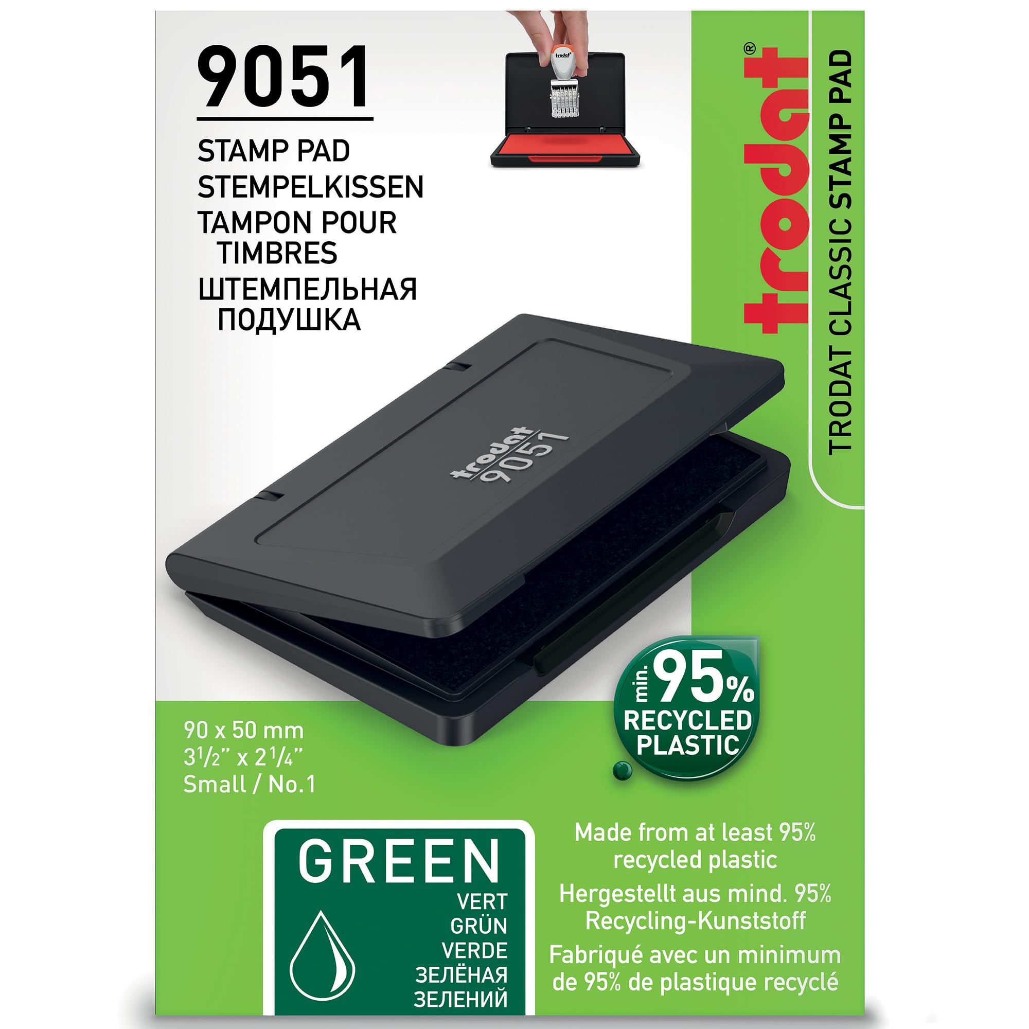Trodat 9051 Green Ink Pad for Business Stamps - Self-Inking Stamp Refill, High-Quality Dye Ink, Long-Lasting - Perfect for Office, Legal Documents & Notary Use