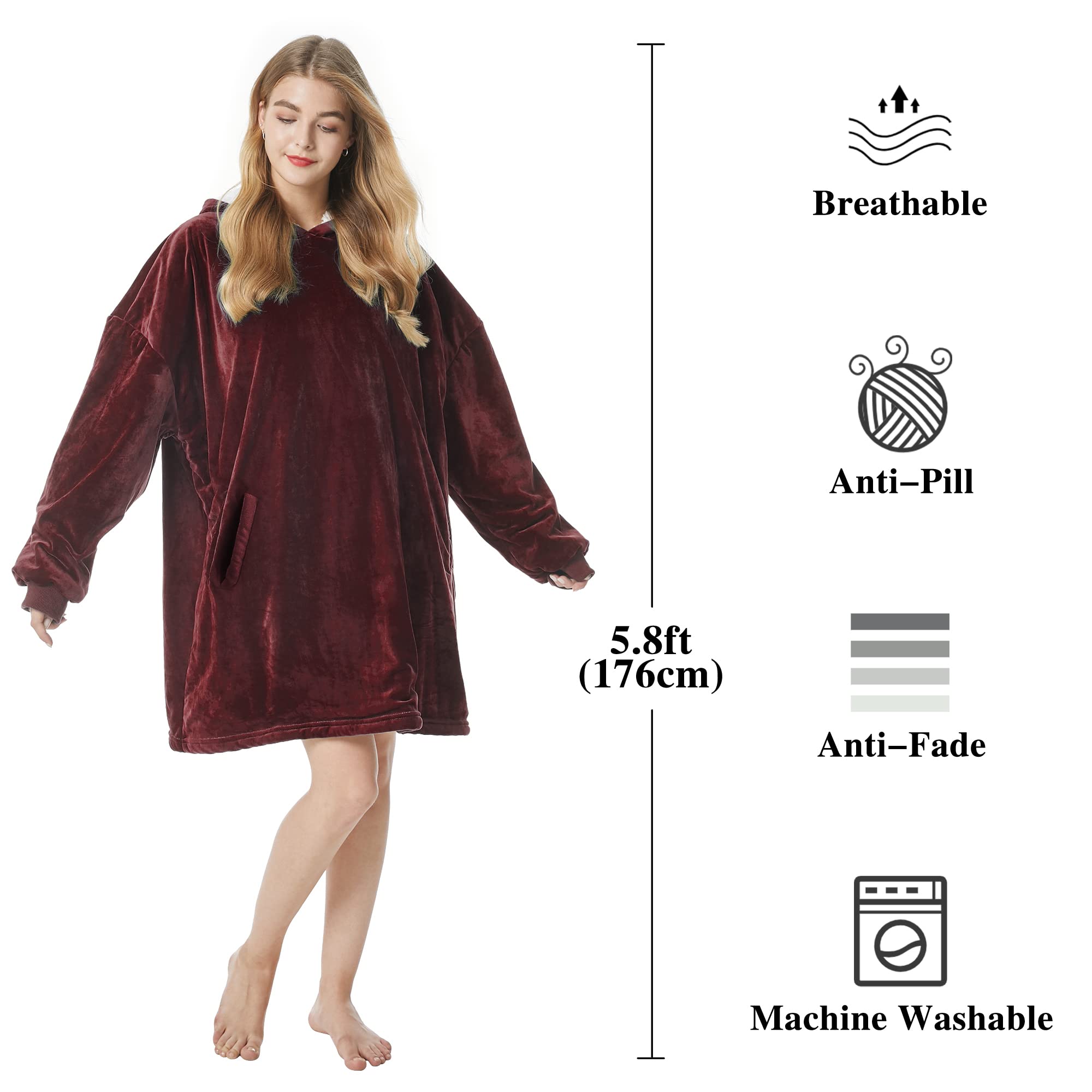 Felicigeely Oversized Wearable Blanket Hoodie - Warm Cozy Fleece Sweatshirt with Pockets for Women & Men | Perfect Gift for Her, Mom & Girls | Great for Lounging, Netflix Nights & Cold Weather