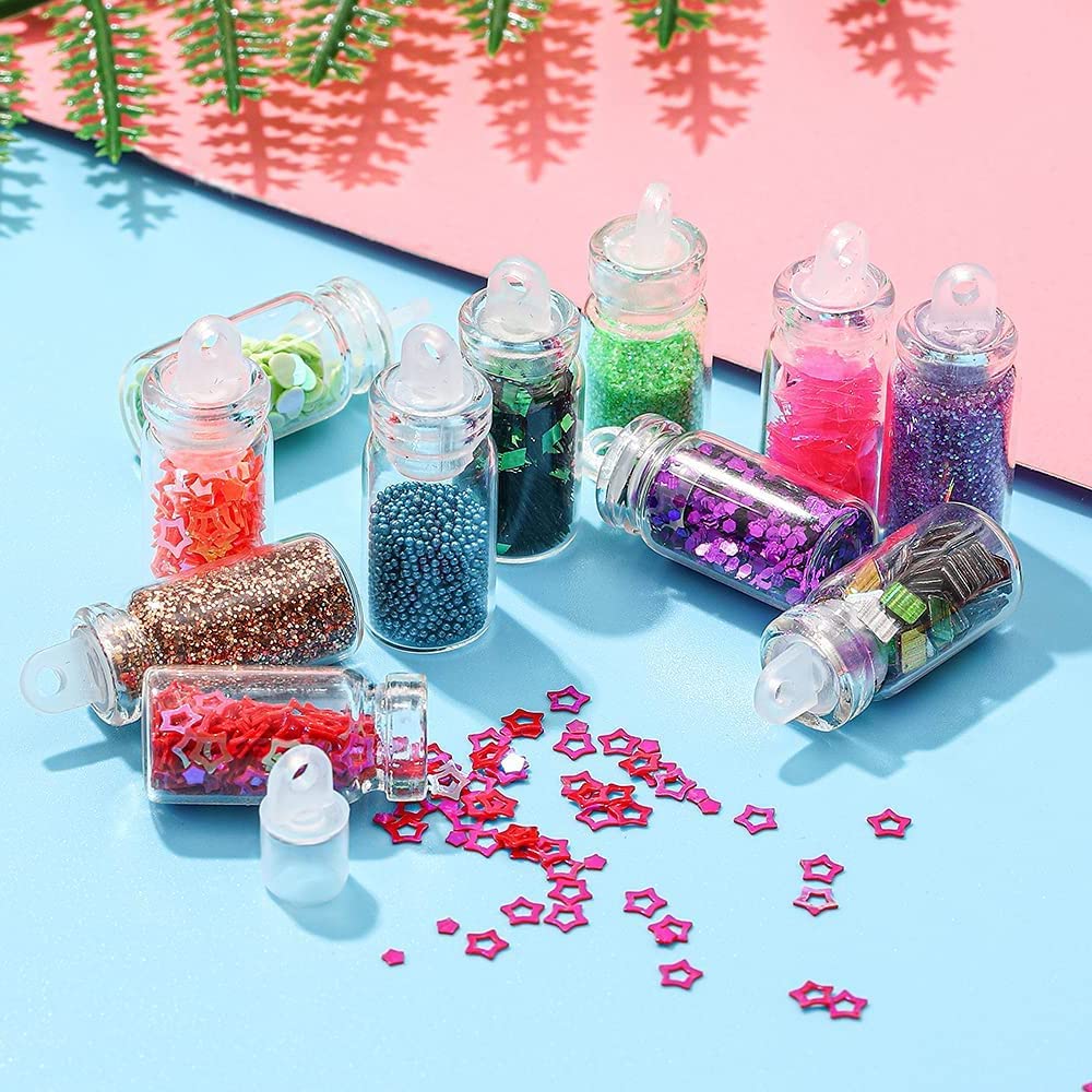 Huda Crush Beauty Acrylic 3D Glitter Powder Nail Art Kit - 48 Mini Bottles Set with Nail Stickers & Tools | Perfect for DIY Manicure, Nail Salon, and Home Nail Art Decoration