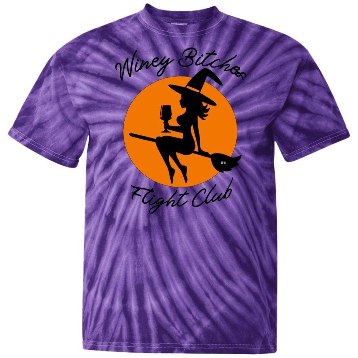 WineyBitches.Co Winey Bitches Flight Club 100% Cotton Tie Dye T-Shirt for Women | Soft & Comfortable Casual Tee | Perfect for Wine Tasting, Girls Night Out & Summer Festivals