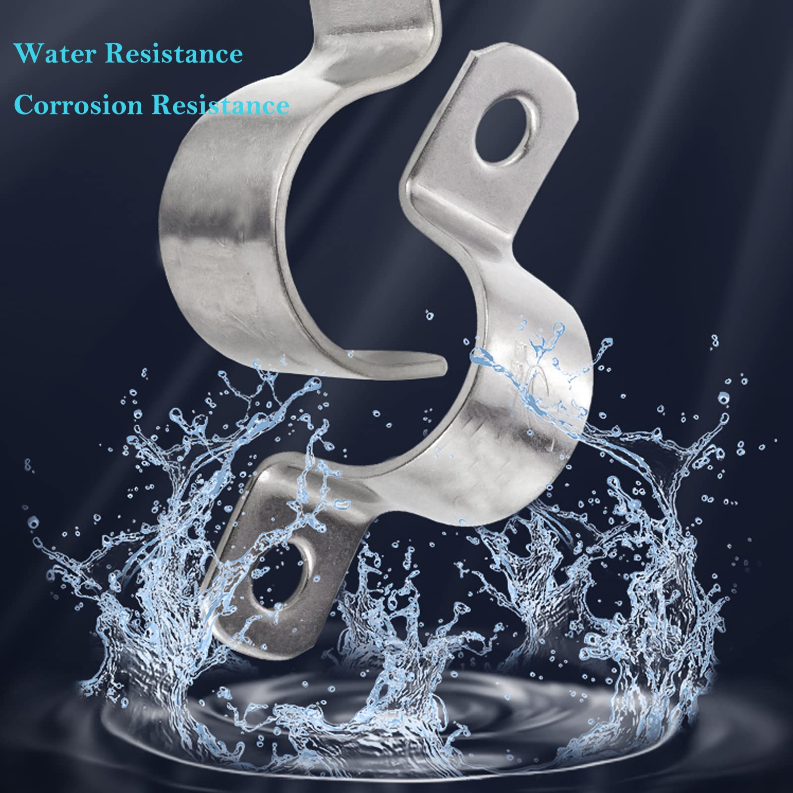 AKIHISA 28mm Heavy Duty 2 Hole U-Tube Strap Clamp, 10 Pack Stainless Steel 304 U-Bracket Pipe Clamps for 1-7/64 Inch Pipes - Secure Cable Management for Plumbing, HVAC, and Electrical Installations