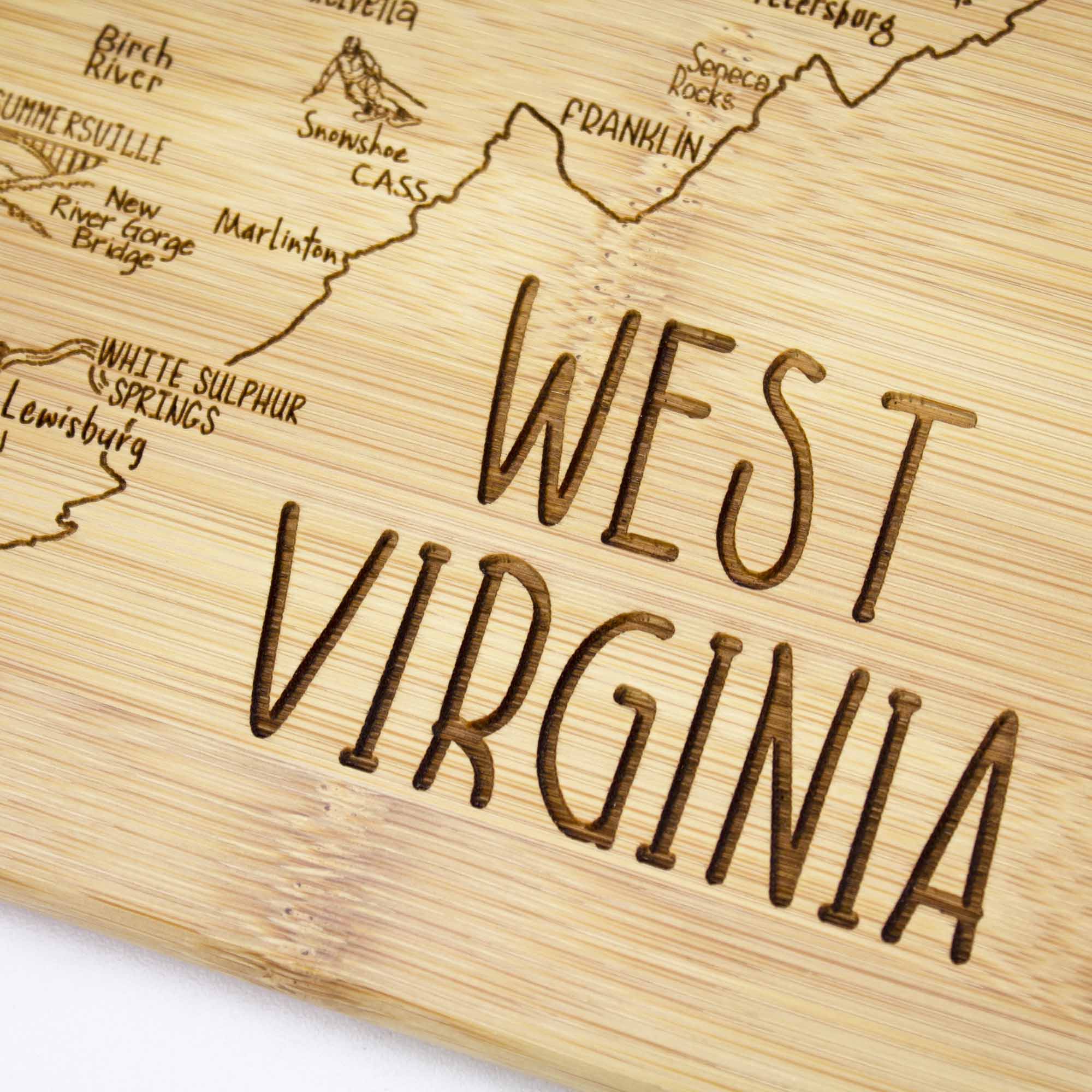 Premium West Virginia Themed Wooden Cutting Board - 11