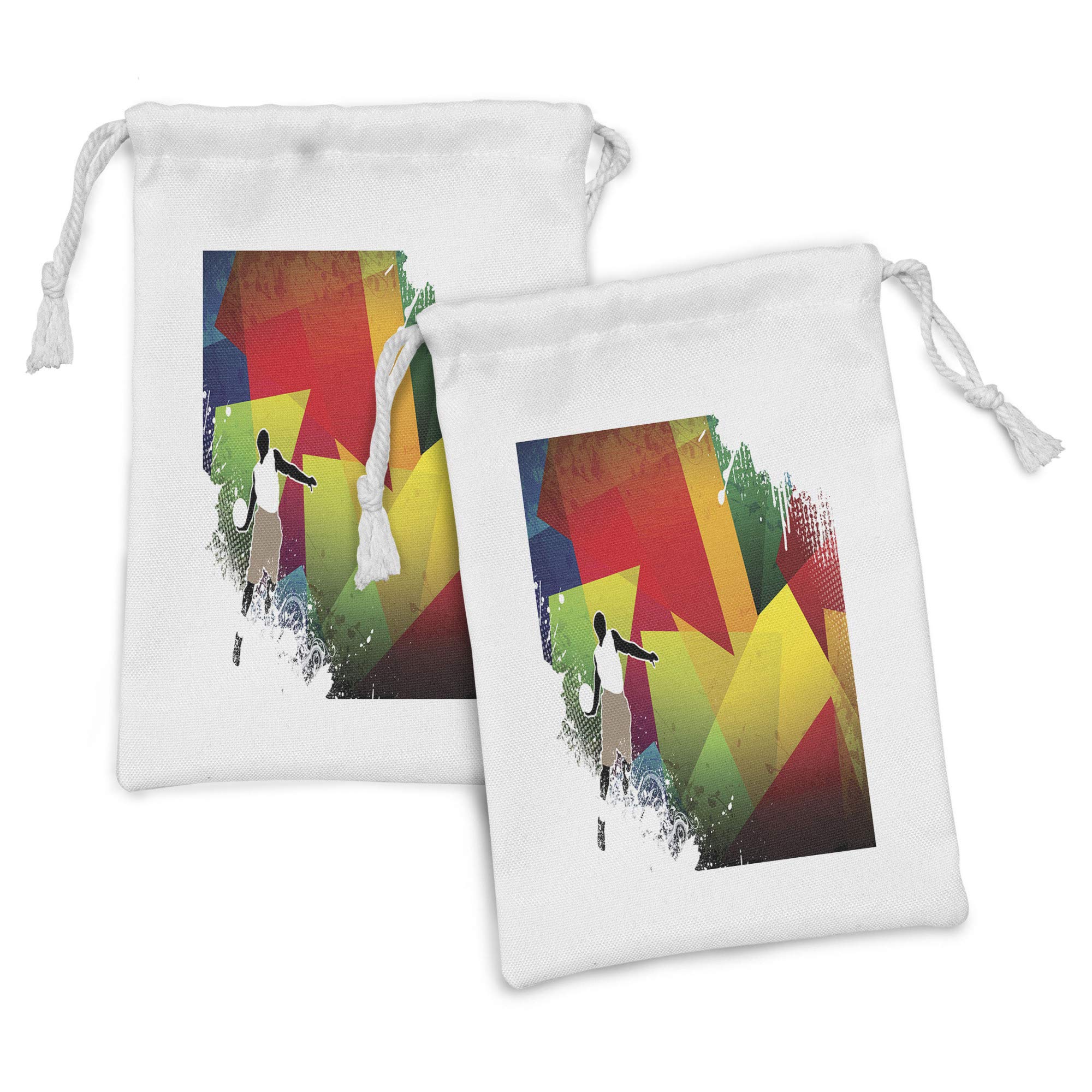 Ambesonne 2-Pack Basketball Fabric Drawstring Pouches - Modern Geometric Paint Splash Design, 9