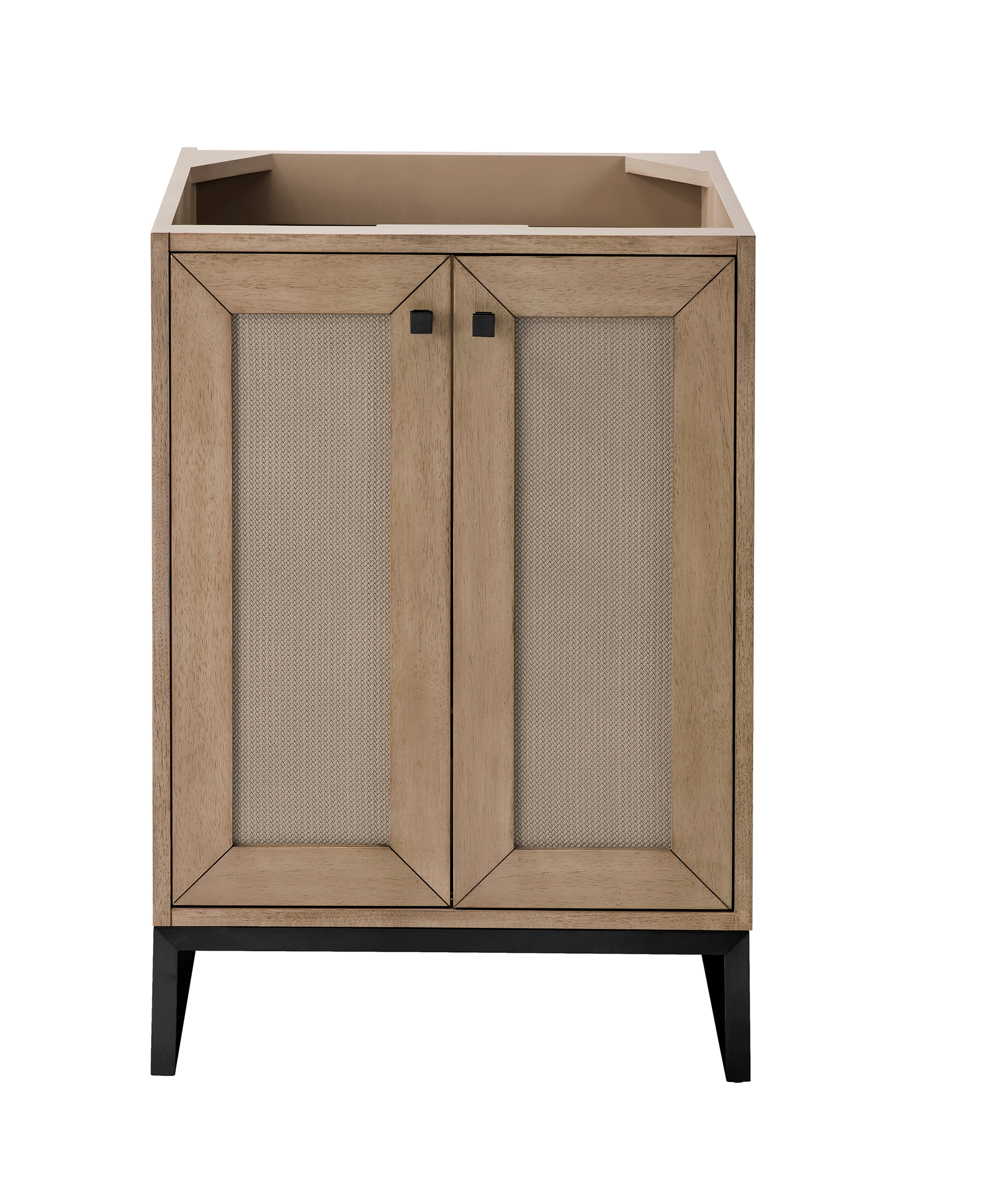 Chianti 24 Inch Single Vanity Cabinet in Whitewashed Walnut Finish with Matte Black Hardware - Perfect for Bathroom Storage and Modern Home Decor