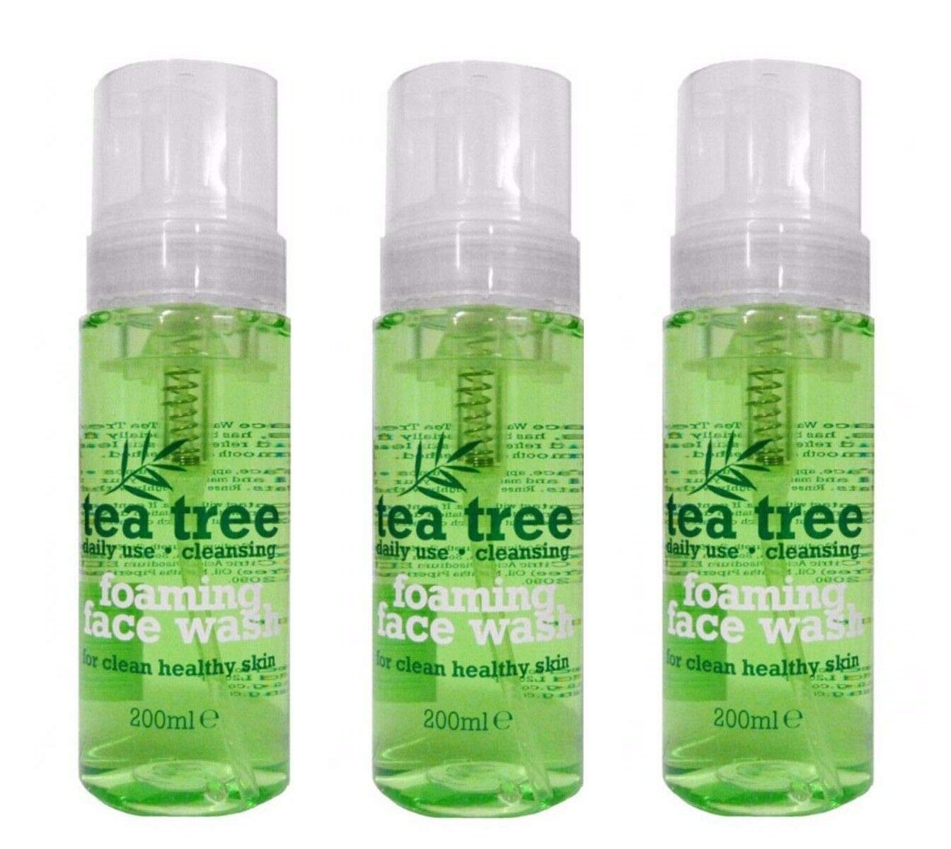 Tea Tree Foaming Face Wash 200ml (Pack of 3) - Deep Cleansing & Acne Control for Oily & Sensitive Skin - Perfect for Daily Skincare Routine & Travel