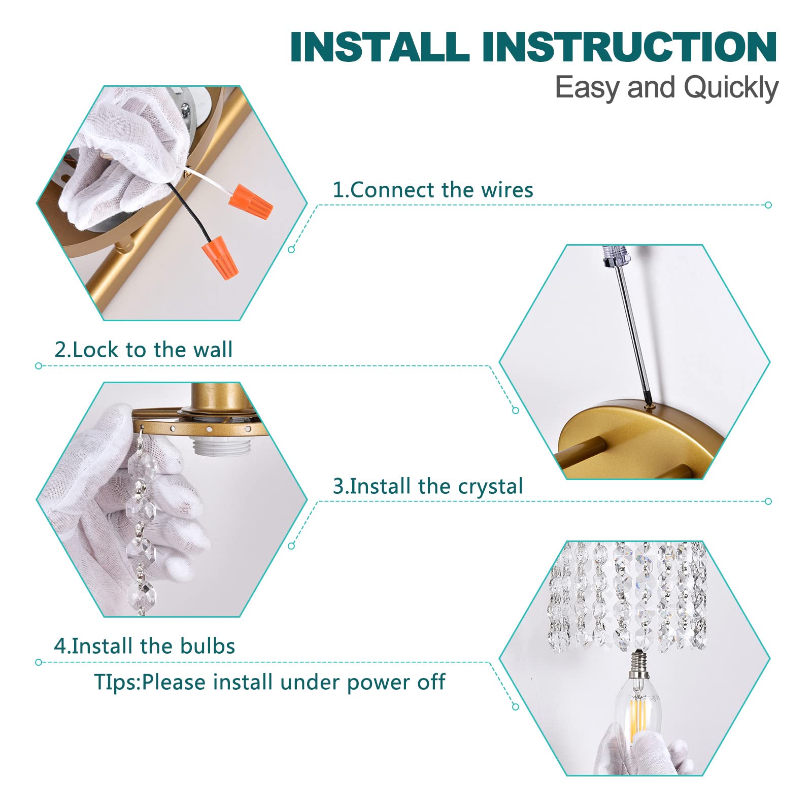 Gold Bathroom Light Fixtures - Crystal 3-Light Vanity Light for Modern Bathrooms | Elegant Mirror Lighting for Bathroom Decor | Perfect for Master Bath, Powder Room & Spa Style Settings