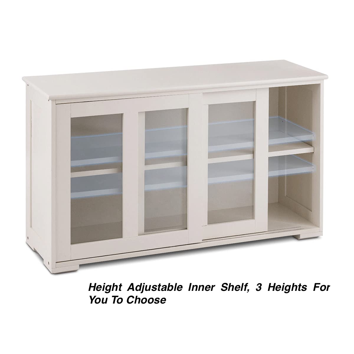 Modern Glass Door Storage Cabinet - 2-Tier Sideboard Buffet Cupboard for Kitchen, Pantry, Dining Room & Office - Spacious Shelving with Sliding Doors - Perfect for Home, Restaurant & Commercial Use - Organize Dishes, Cookware & Supplies
