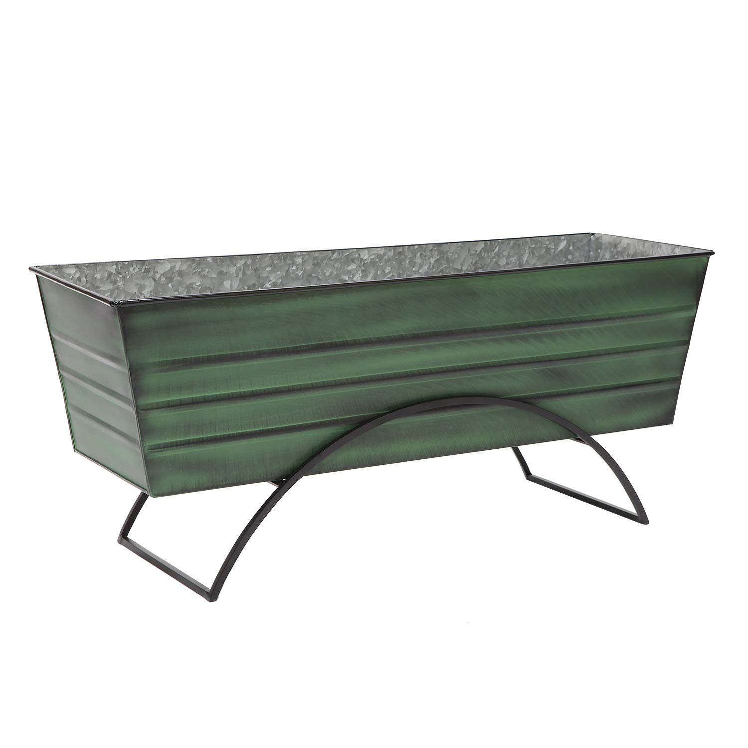 Achla Designs VFB-06-S Odette Large Green Flower Window Box with Stand - Perfect for Balcony, Patio & Garden Decor - Durable Outdoor Planter Box with Drainage Holes