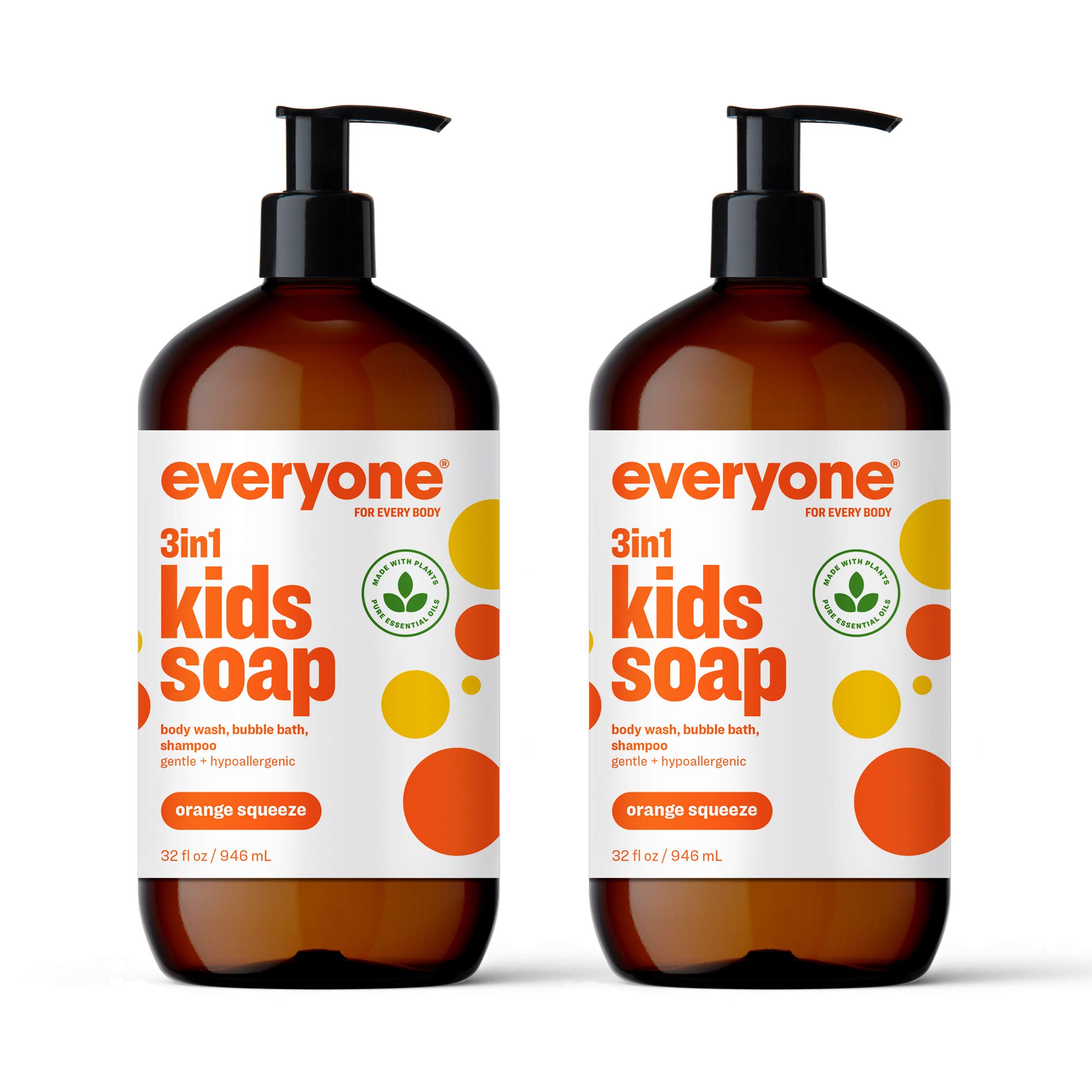 3-in-1 Kids Soap, Body Wash & Shampoo with Bubble Bath - 32oz (Pack of 2) | Plant-Based Cleanser with Pure Essential Oils | Liquid Hand Soap 12.75oz (Pack of 3) in Meyer Lemon & Mandarin Scents | Gentle for Baby Bath Time, Family Shower & Daily Handwashing