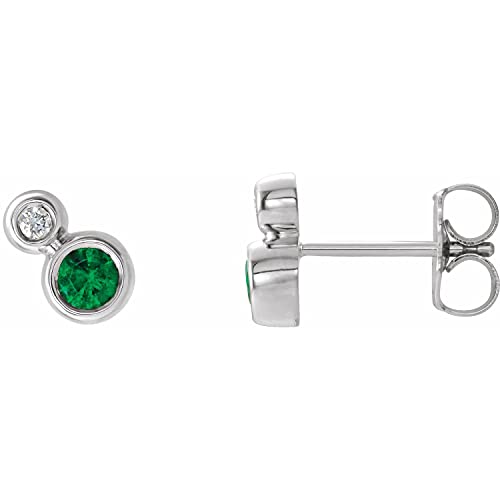Lab-Grown Emerald and Diamond - 0.03 Ctw,Size-3 mm
