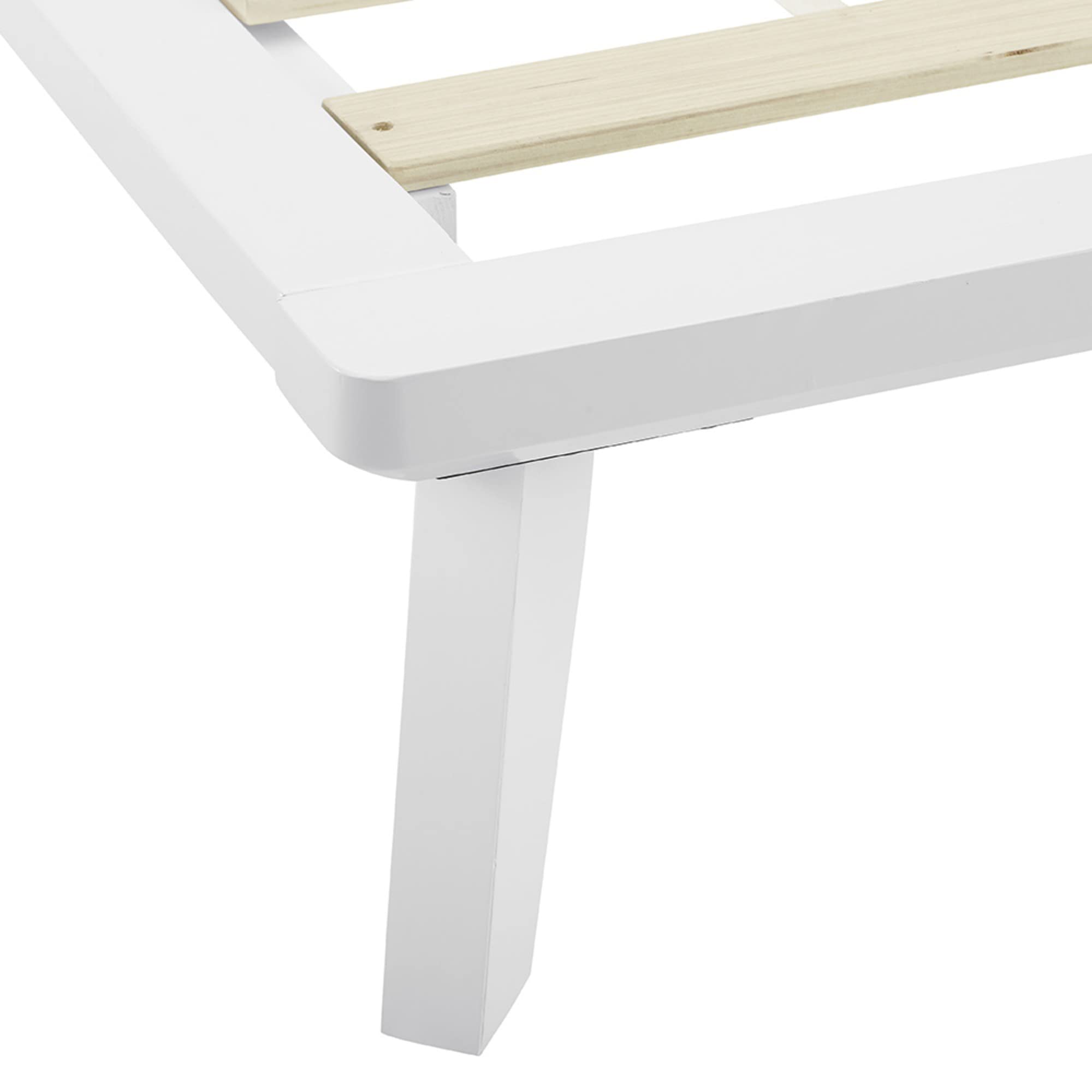 White Full Size Metro Wood Platform Bed Frame - Modern Minimalist Bedroom Furniture for Small Spaces & Apartments