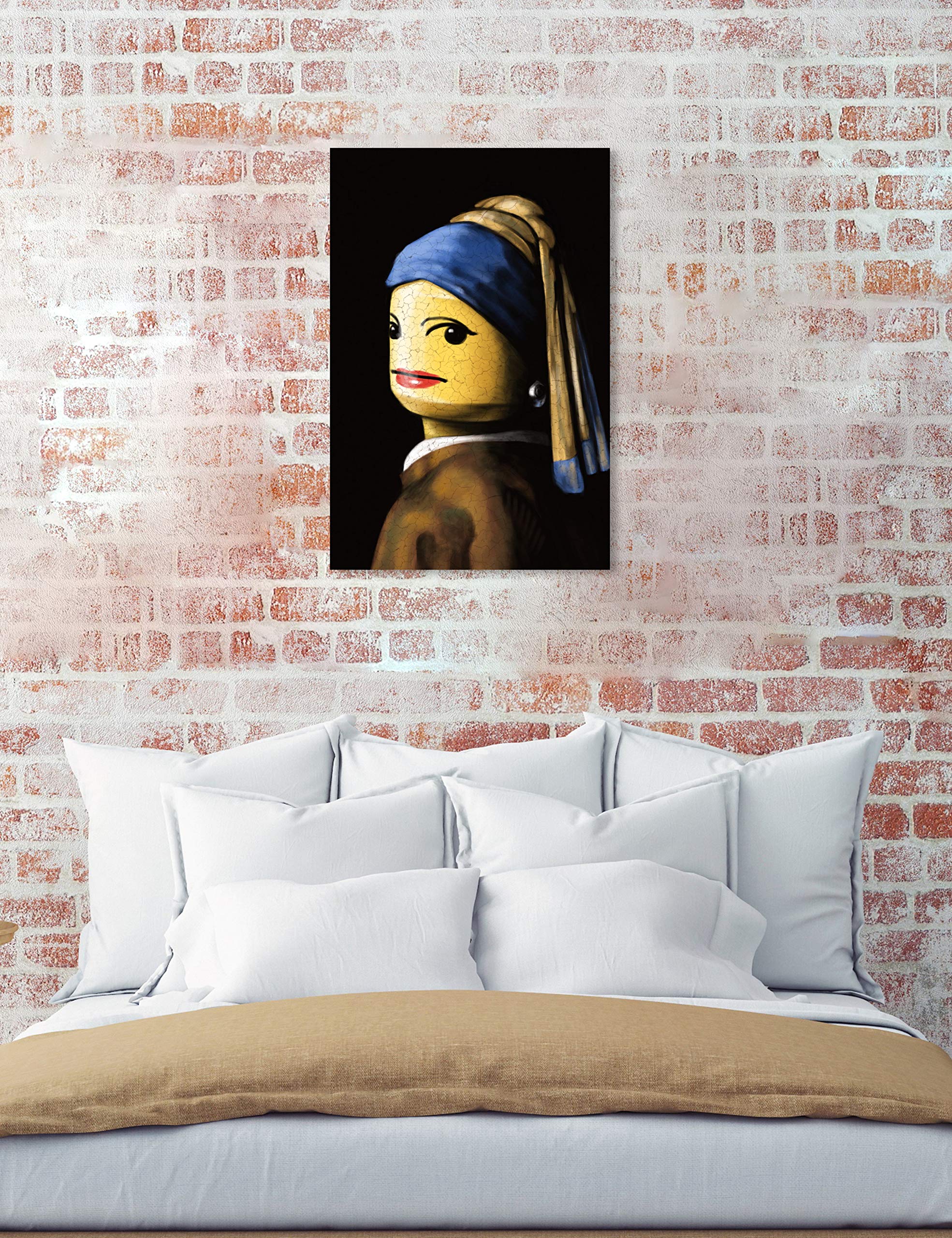 Oliver Gal Artist Co. 'Girl with The Pearl Earring' Canvas Wall Art Print - 30x45 Inch Modern Home Decor in Yellow & Blue | Perfect for Living Room, Bedroom & Office Decorations
