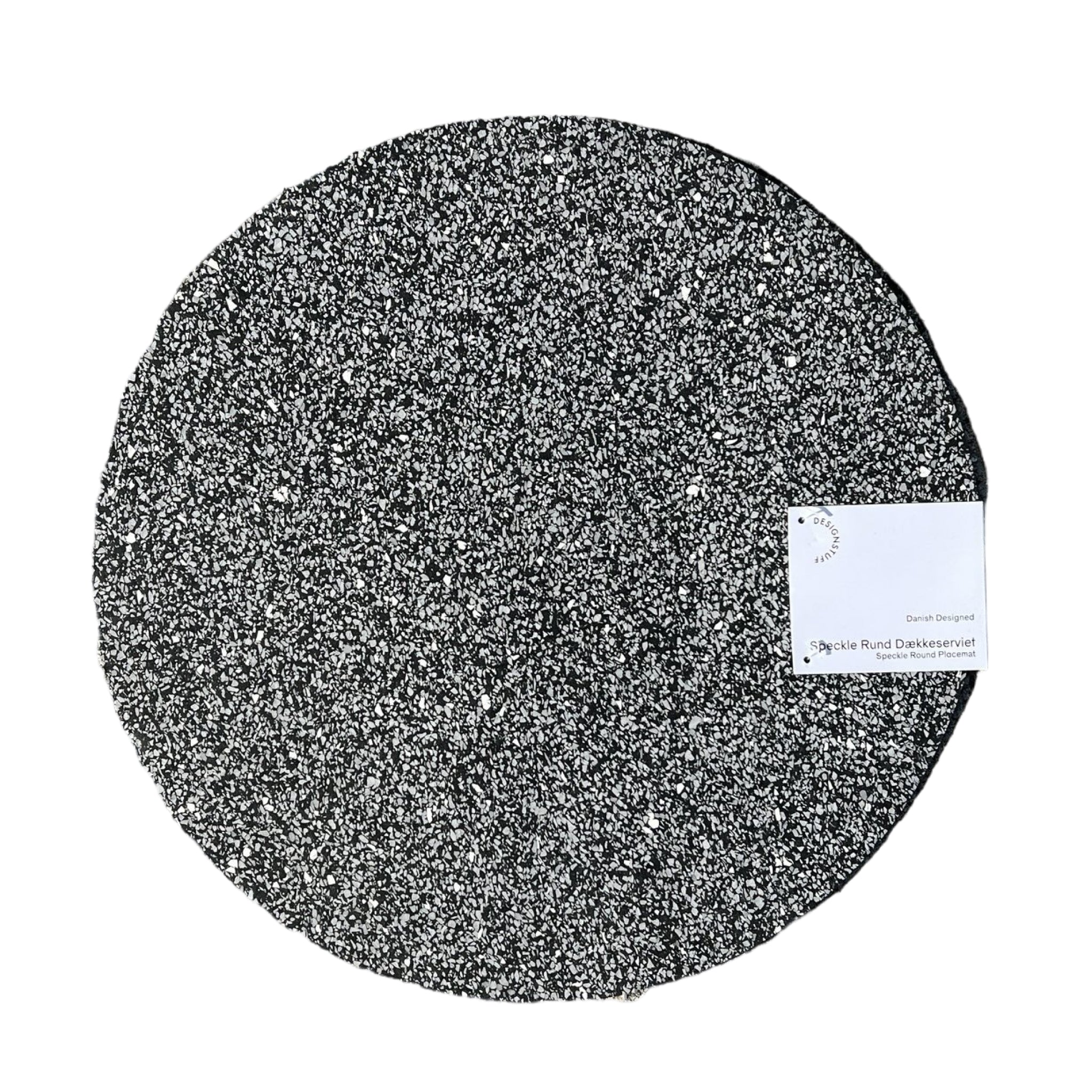 DESIGNSTUFF Speckle Round Placemat 37cm Diameter - Black | Non-Slip Table Mat for Dining, Kitchen & Party Decor