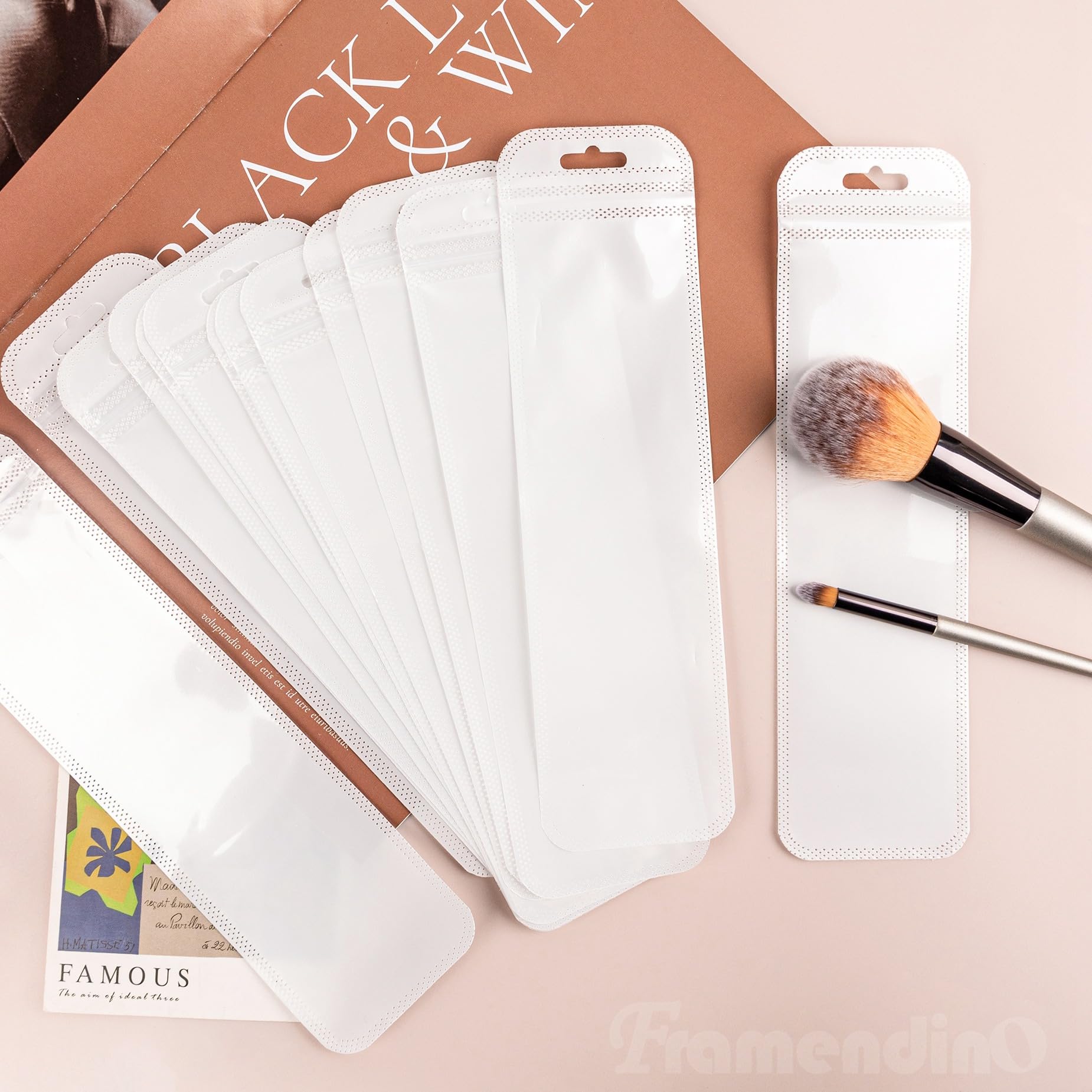 100 Pack White Resealable Foil Pouch Bags for Jewelry, Makeup Brushes & Eyelashes | Premium Packaging Solution for Small Items | Perfect for Organizing, Gifting & E-commerce Shipping