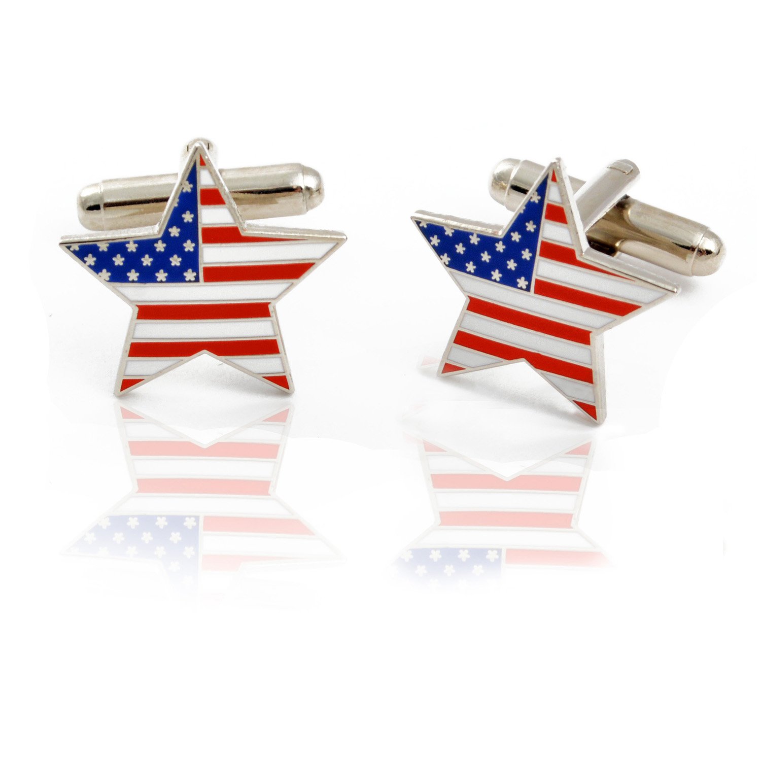 American Flag Star Cufflinks for Men - Patriotic Formal Wear Accessories - Perfect for Weddings, Business Meetings & 4th of July Celebrations