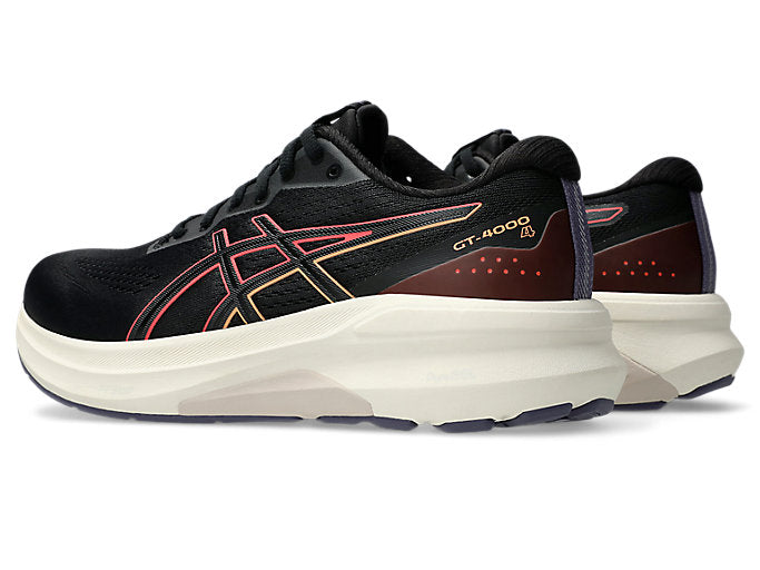 ASICS GT-4000 4 Women's Running Shoes (D Width) - Black/Coral Reef | Lightweight Cushioned Sneakers for Jogging, Gym & Daily Wear