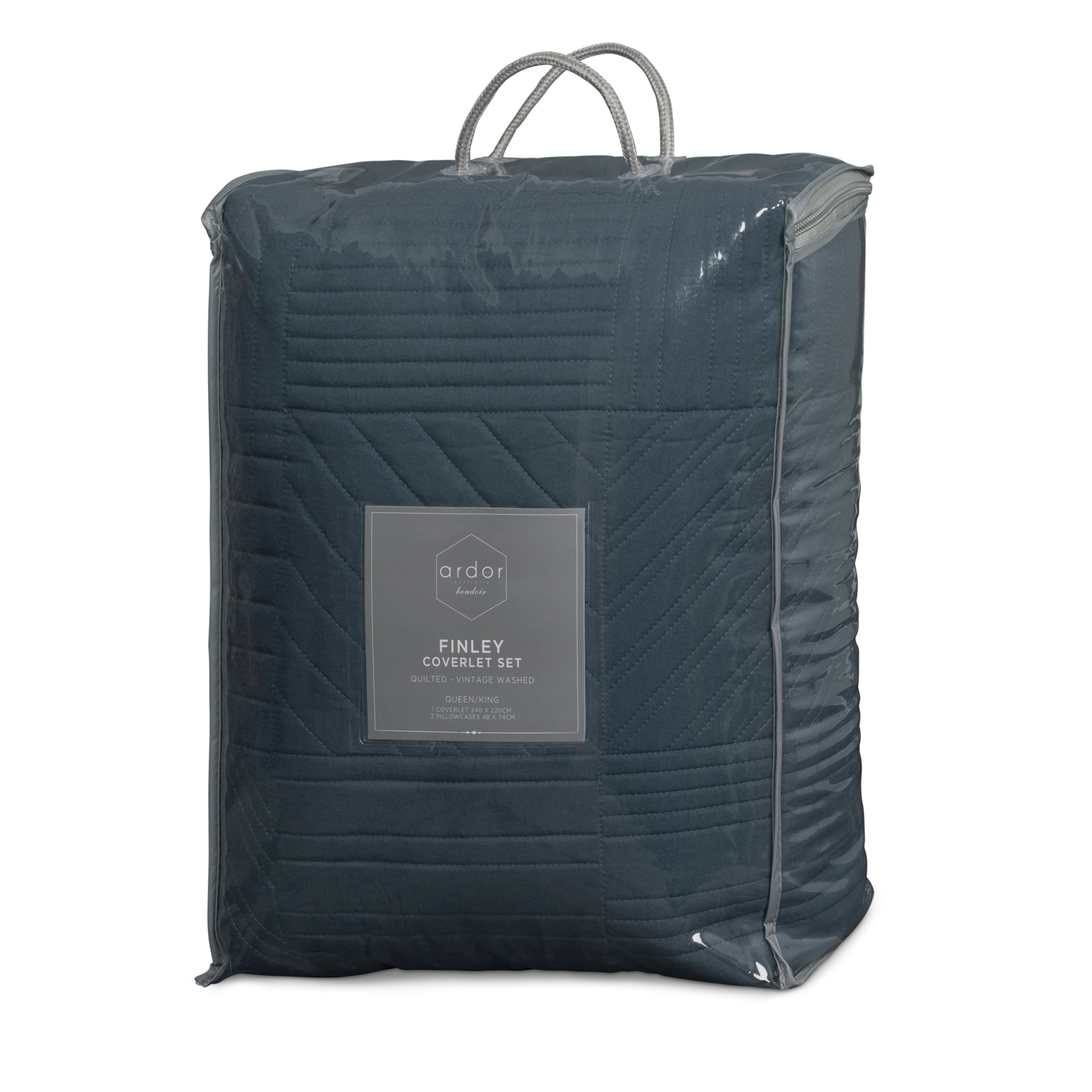 Ardor Finley Navy Quilted Coverlet Set - Queen Size Bedspread with Matching Shams, Luxury Quilted Bedding for Cozy Bedroom Decor | Perfect for Master Bedroom, Guest Room & Airbnb Styling