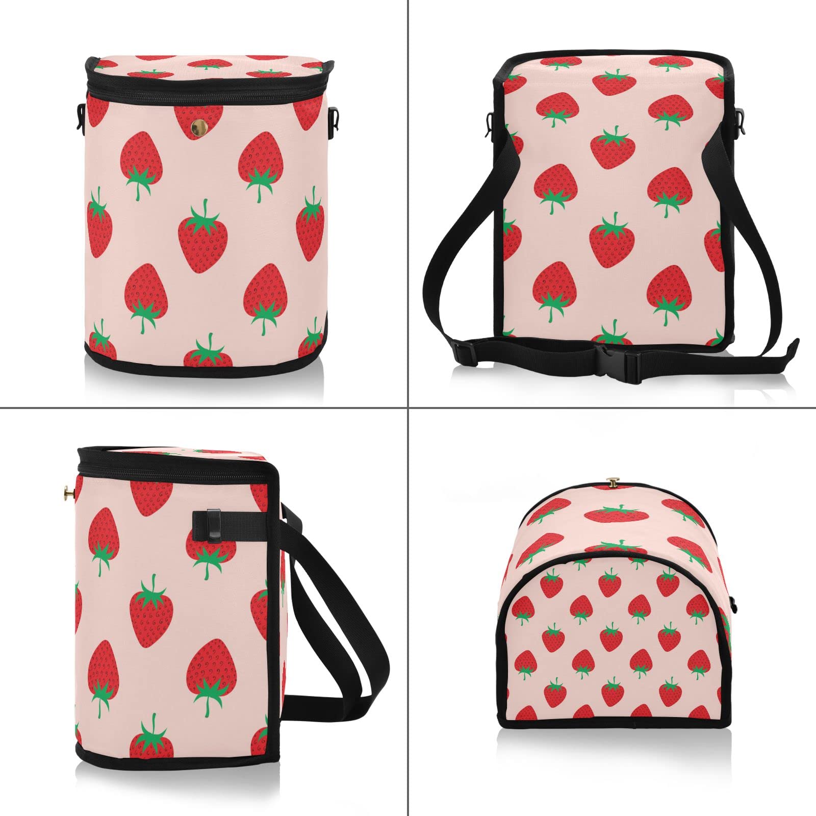 Strawberry Fruit Car Trash Can with Zipper Lid - Waterproof Leak-Proof Hanging Car Organizer - Multipurpose Garbage Bag for Car Storage & Trash Containment - Perfect for Road Trips, Commuting & Keeping Your Vehicle Clean