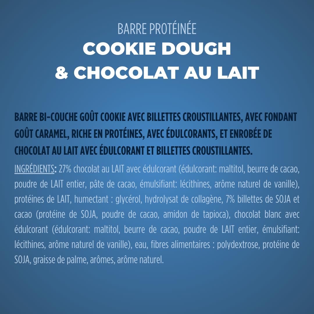 JOYFUEL Protein Bar - Milk Chocolate & Cookie Dough Flavor - Low Sugar (<2g) - High Protein (20g) - Box of 12 Bars (55g Each) - Perfect for Post-Workout Recovery, Healthy Snacking & On-the-Go Nutrition