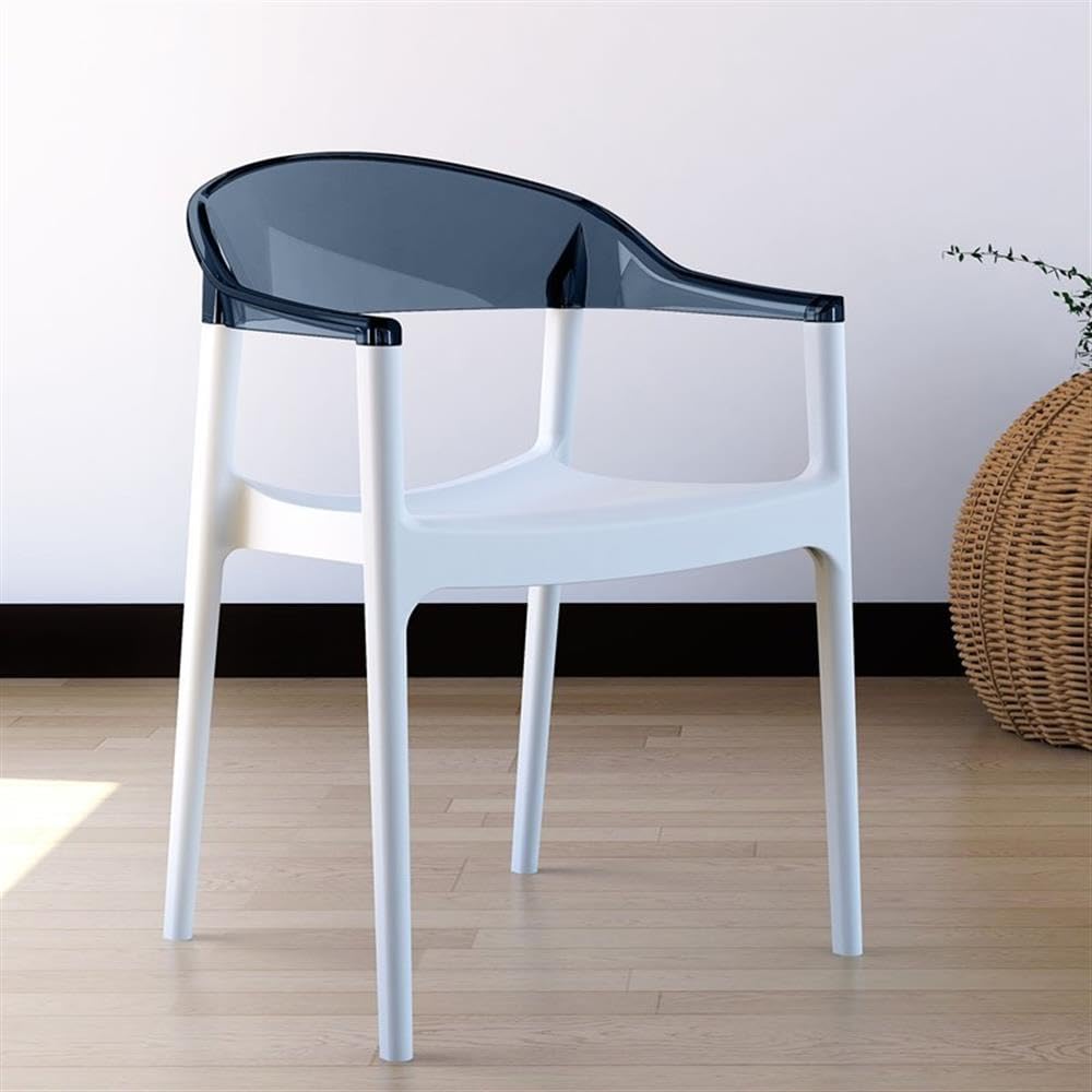 Carmen Patio Dining Chairs Set of 2 - Black Frame with White Cushion - Outdoor Garden Furniture for Patio, Deck, Poolside & Backyard Relaxation