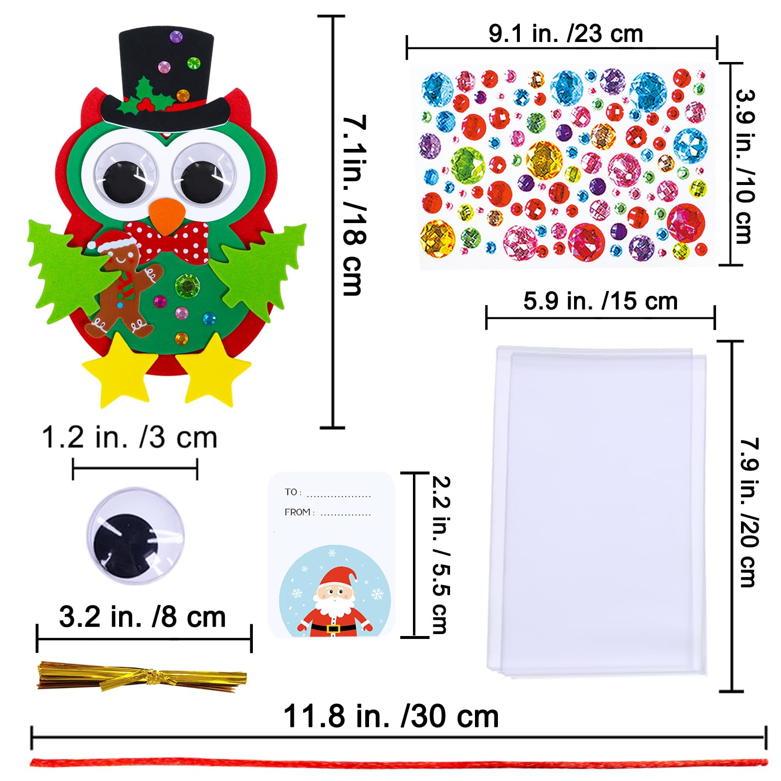 Winlyn 24 Sets Christmas Craft Kits - DIY Foam Owl Ornaments & Holiday Stickers for Kids, Winter Crafts, Christmas Tree Decorations - Perfect for Home, Classroom Activities & Holiday Party Favors