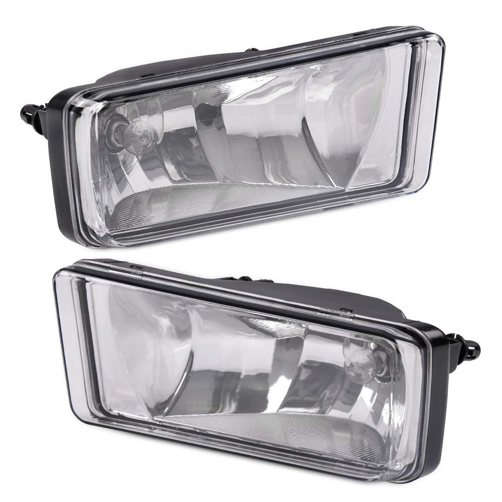 VR Racing Front Bumper Fog Lights + Raw Black End Cap Compatible for 2007-2013 Chevrolet Silverado 1500 - Off-Road & Night Driving Enhancement