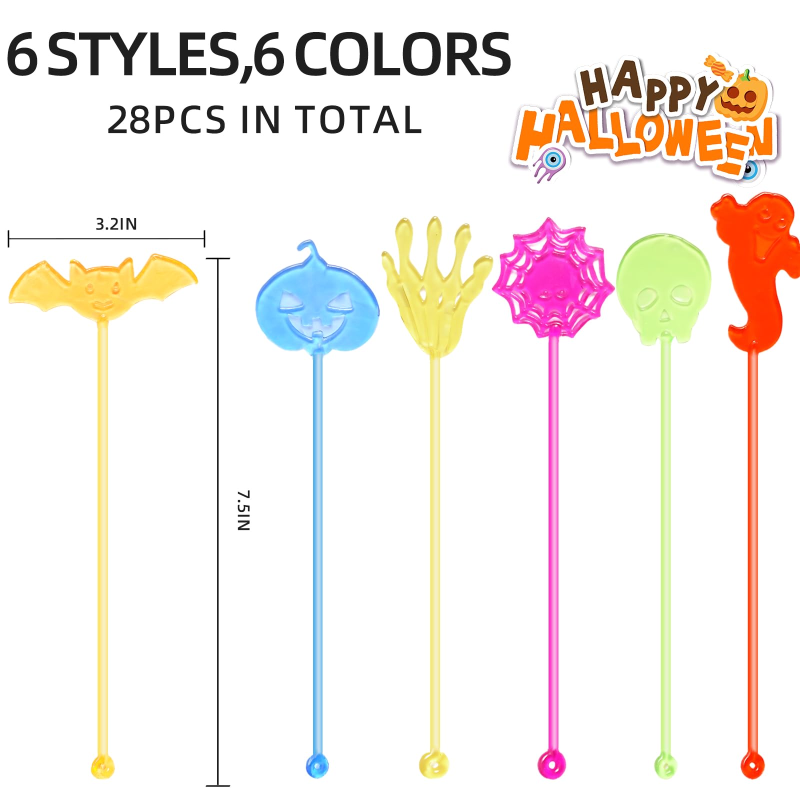 28 Pcs Halloween Sticky Hands Toys for Kids - Skull, Bat, Ghost & Pumpkin Stretchy Party Favors for Trick or Treat, Goodie Bags, Pinata Fillers & Classroom Prizes | Perfect for Halloween Parties, School Events & Festive Gift Giving