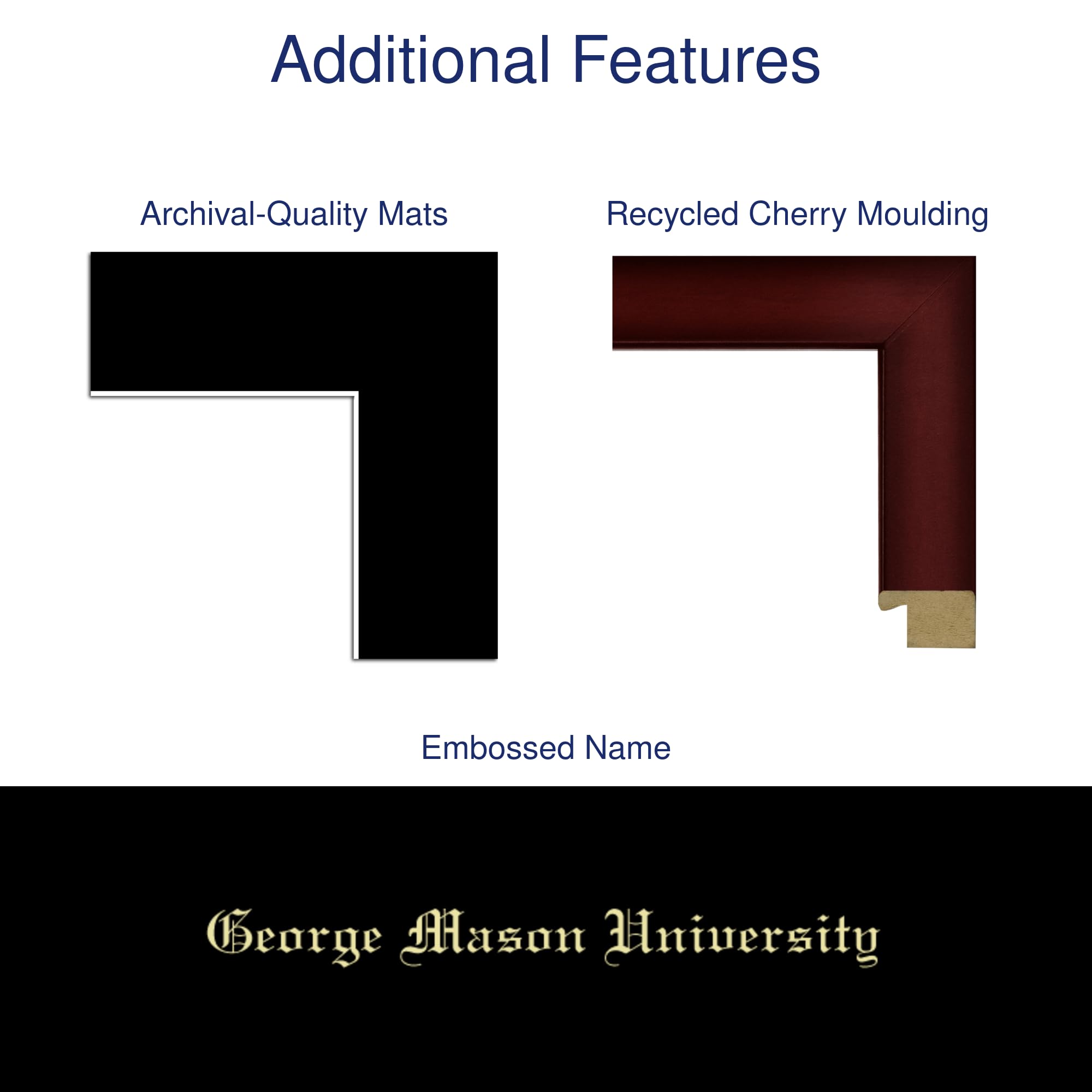 George Mason University 10x14 Diploma Frame - Bachelor's, Master's, PhD Degree Display - Gold Embossed Cherry Wood Frame with Black Mat - Officially Licensed - Perfect for Graduation Gifts & Office Decor