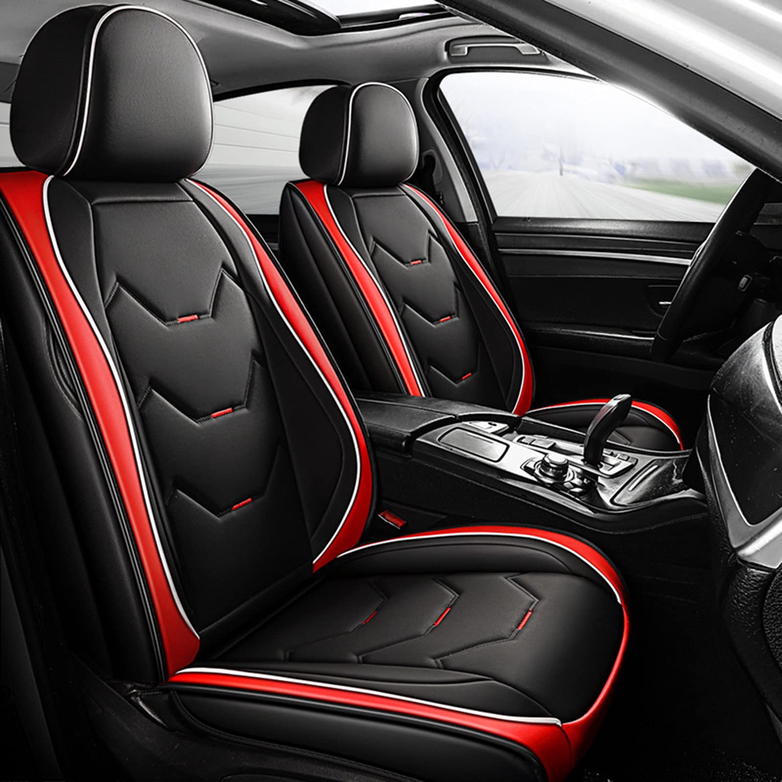 HZWZ Premium Leather Car Seat Covers, Durable & Easy-to-Install Car Interior Kit, Luxury Wear-Resistant Design for SUVs, Sedans, and Trucks