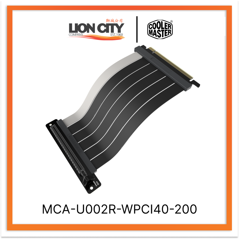 Cooler Master MCA U002R WPCI40 200mm PCIe 4.0 Riser Cable - White V2 - High-Speed Extension for GPU & PC Components - Perfect for Gaming Rigs & Custom PC Builds