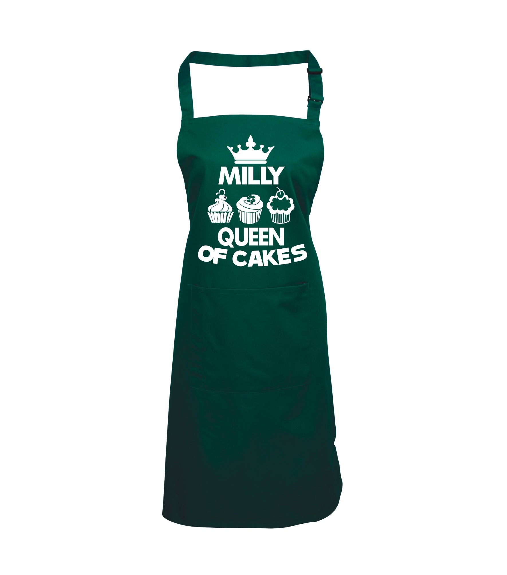 Personalized Queen of Cakes Apron - Adjustable Cooking Baking Apron for Women, Green - Perfect for Home Baking, Cake Decorating & Kitchen Gifts