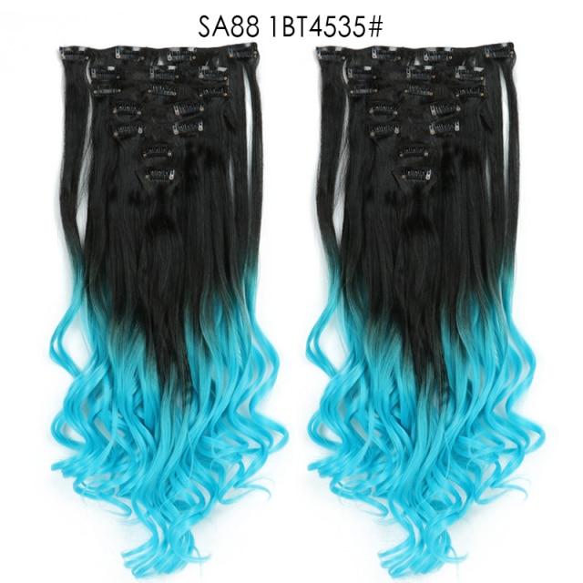 Clip on Hair Extensions 6pc Set - Human Hair Clip Ins for Volume & Length - Easy to Use & Reusable - Perfect for Parties, Weddings & Everyday Styling