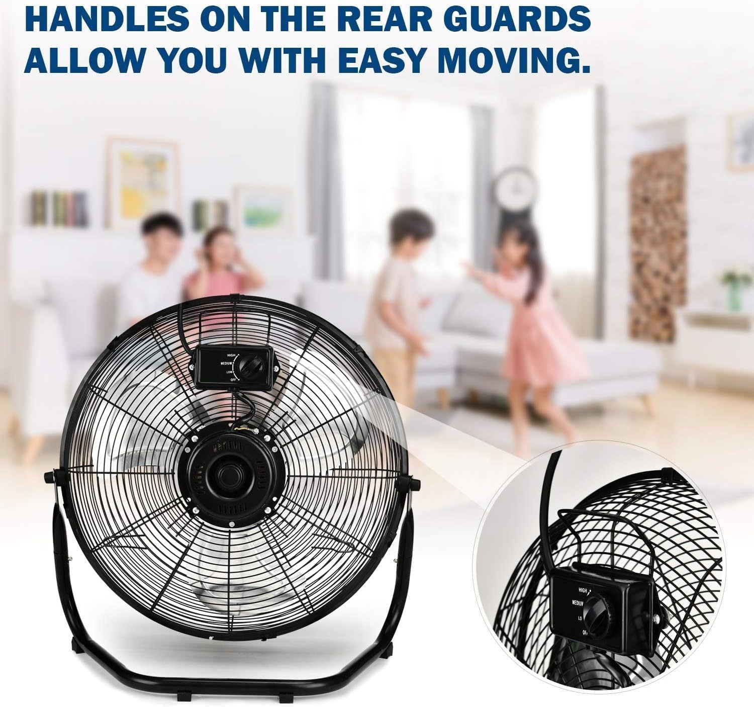 12 Inch 3 Speed High Velocity Heavy Duty Metal Industrial Floor Fan - Powerful Cooling for Workshops, Garages, Warehouses & Factories | Durable Commercial-Grade Air Circulation for Hot Environments