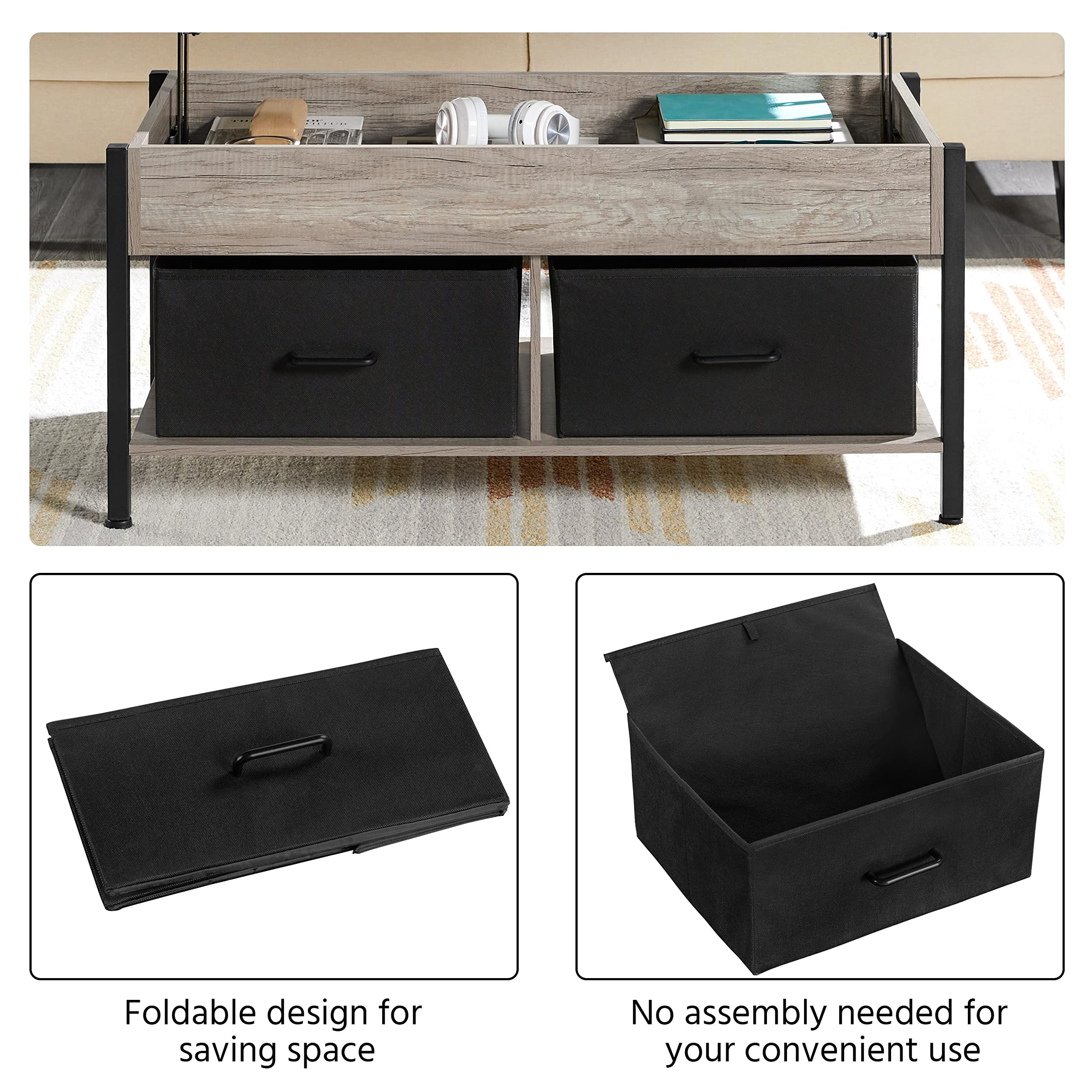 Yaheetech 3-Piece Coffee Table Set - Lift Top Coffee Table with Storage Baskets & Hidden Compartment, 2 Industrial End Tables with 2-Tier Shelves, Gray - Perfect for Living Room, Home Office & Small Spaces