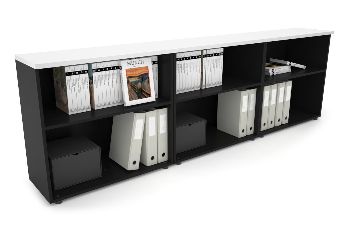 Small Open Bookcase - 2400W x 750H x 350D Uniform Shelf for Home Office, Living Room & Bedroom Storage Organization