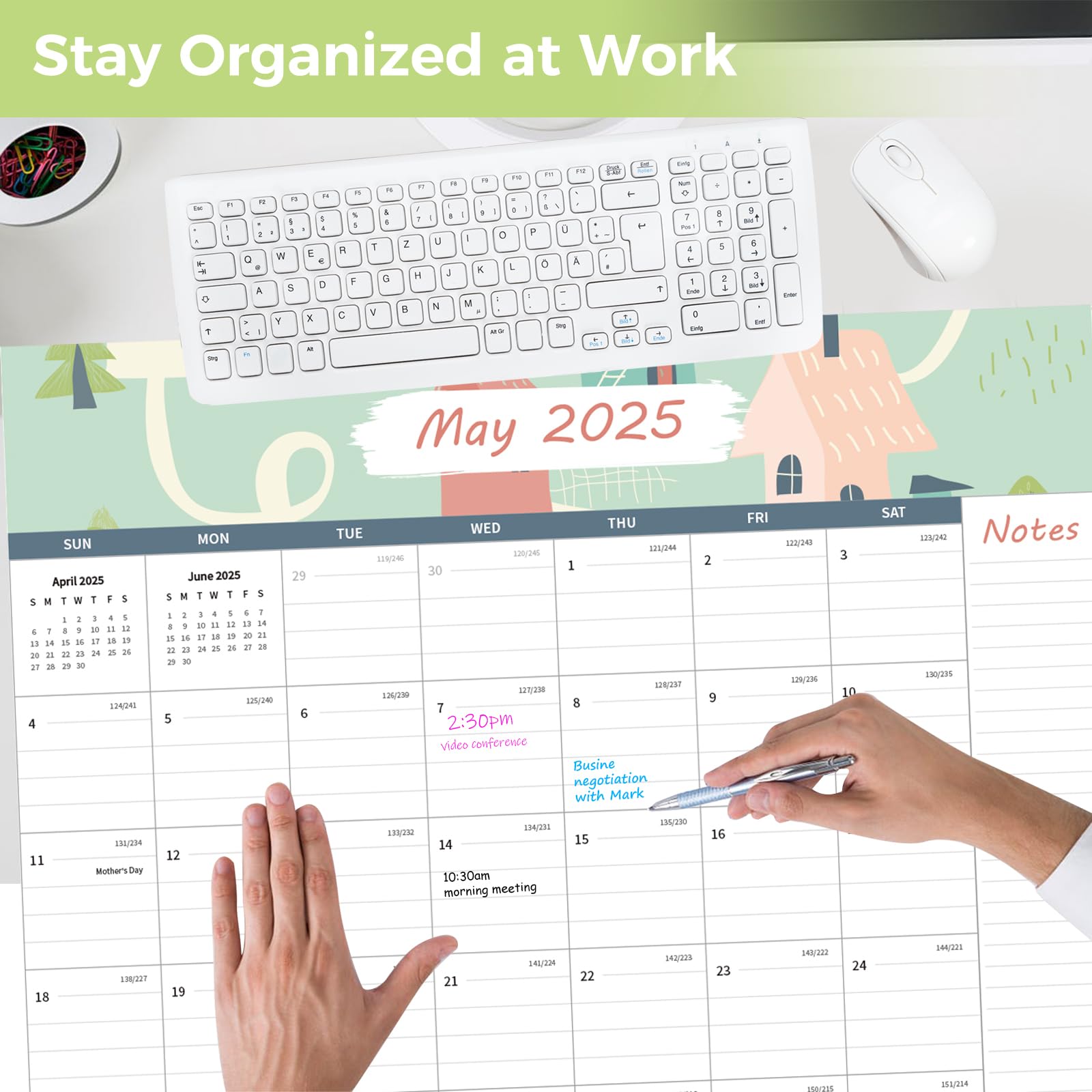 2025-2026 Large 18-Month Desk Calendar (22x17 Inches) - March 2025 to August 2026 Planner with To-Do Lists, Notes Section & Marked Holidays - Perfect for Office, Home or School Organization (Black)