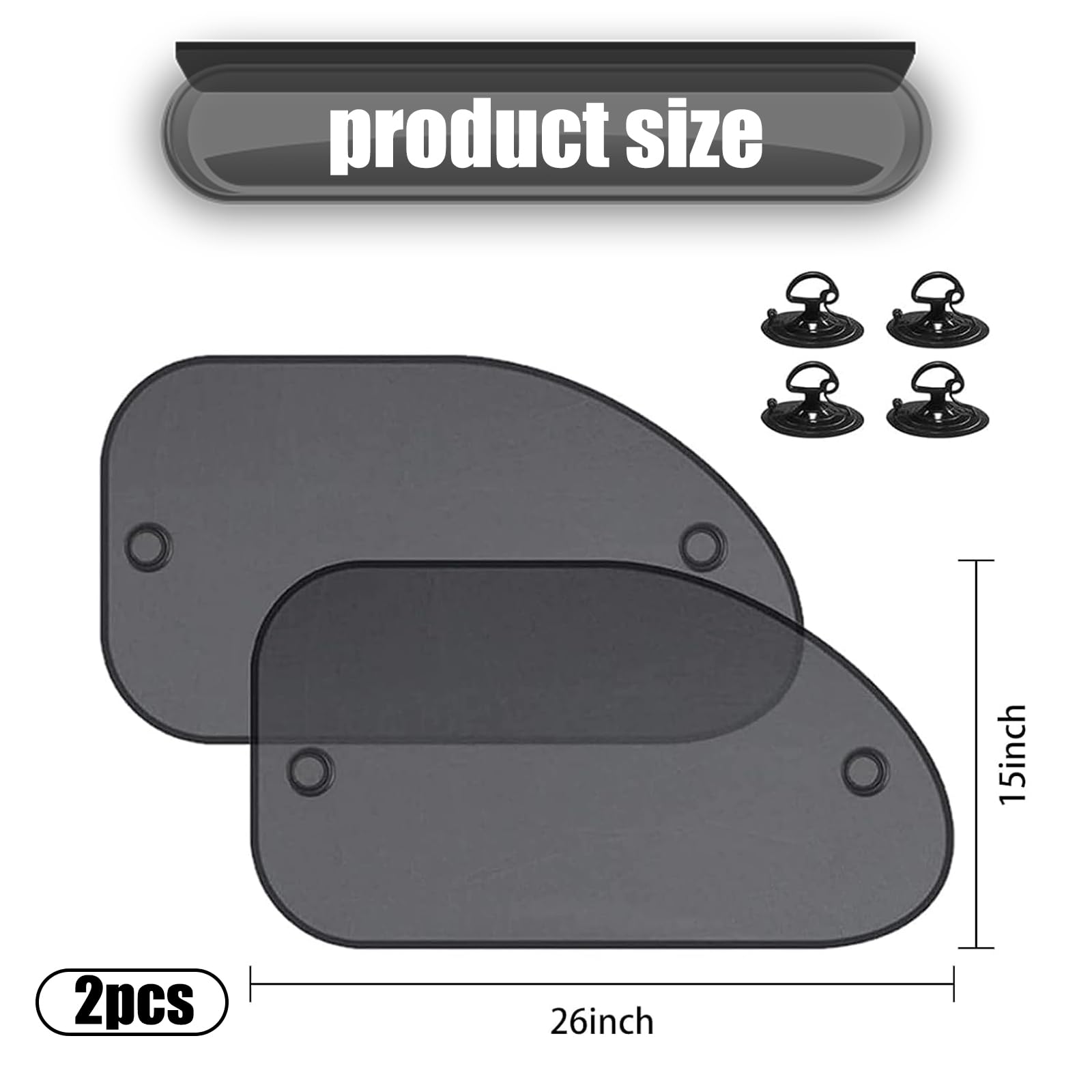 2 Pack Universal Car Side Window Sun Shades - Black UV Protection Cooling Covers for Most Cars, Trucks & Vans | Heat Reduction & Privacy Protection for Parking & Road Trips