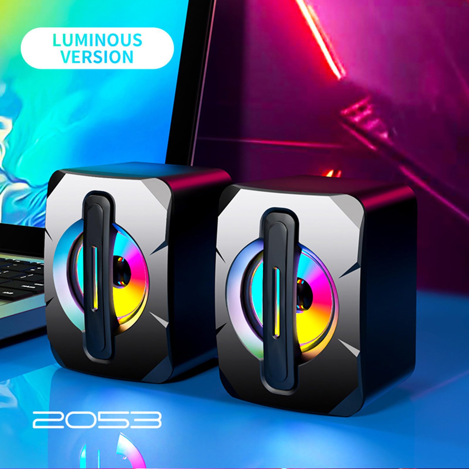 Prime Deals Today Mini USB Computer Speaker - Hifi Stereo Sound, Subwoofer, 2 Pcs Set for Mobile Phone, Laptop, Desktop - Perfect for Home Office, Gaming, and Multimedia Use