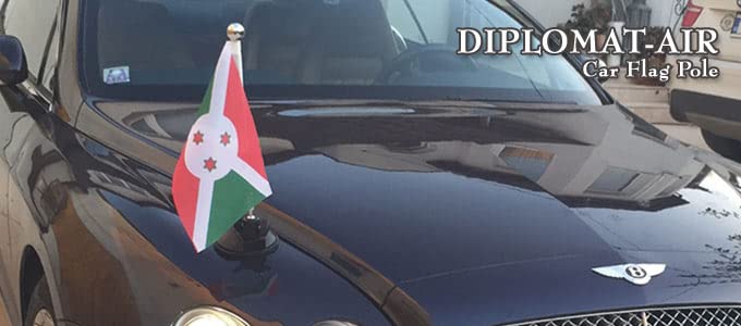 Car Flag Pole Diplomat-Air with Suction Mount - Universal Vehicle Flag Holder for American & International Flags - Perfect for Parades, Sports Events & Patriotic Displays